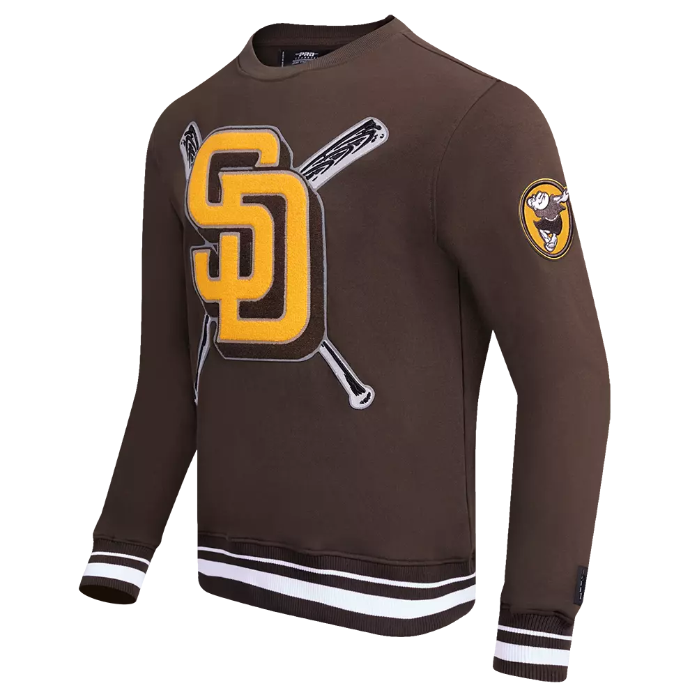 Pro Standard Men's MLB San Diego Padres Mashup Rib Crewneck - Brown - BROWN