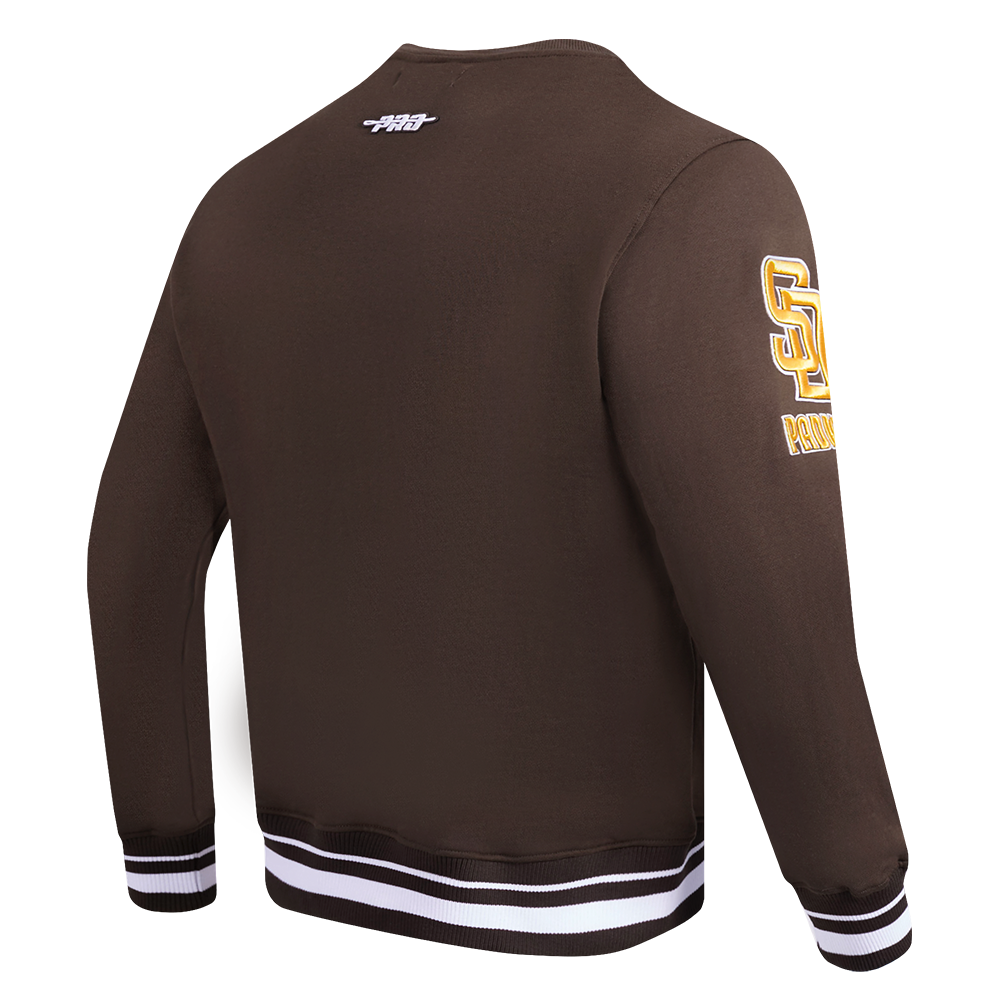 Pro Standard Men's MLB San Diego Padres Mashup Rib Crewneck -Brown - BROWN Thumbnail View 4
