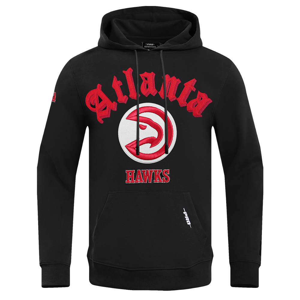Pro Standard Men's NBA Atlanta Hawks Old English PO Hoodie - Black - BLACK Thumbnail View 1