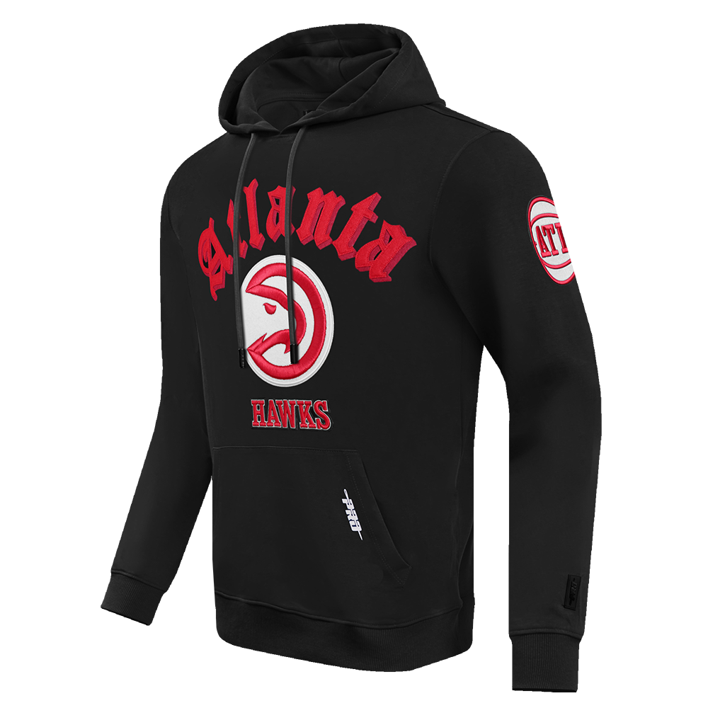 Pro Standard Men's NBA Atlanta Hawks Old English PO Hoodie - Black - BLACK Thumbnail View 3