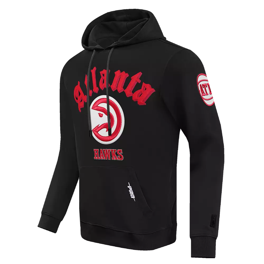 Pro Standard Men's NBA Atlanta Hawks Old English PO Hoodie -Black - BLACK