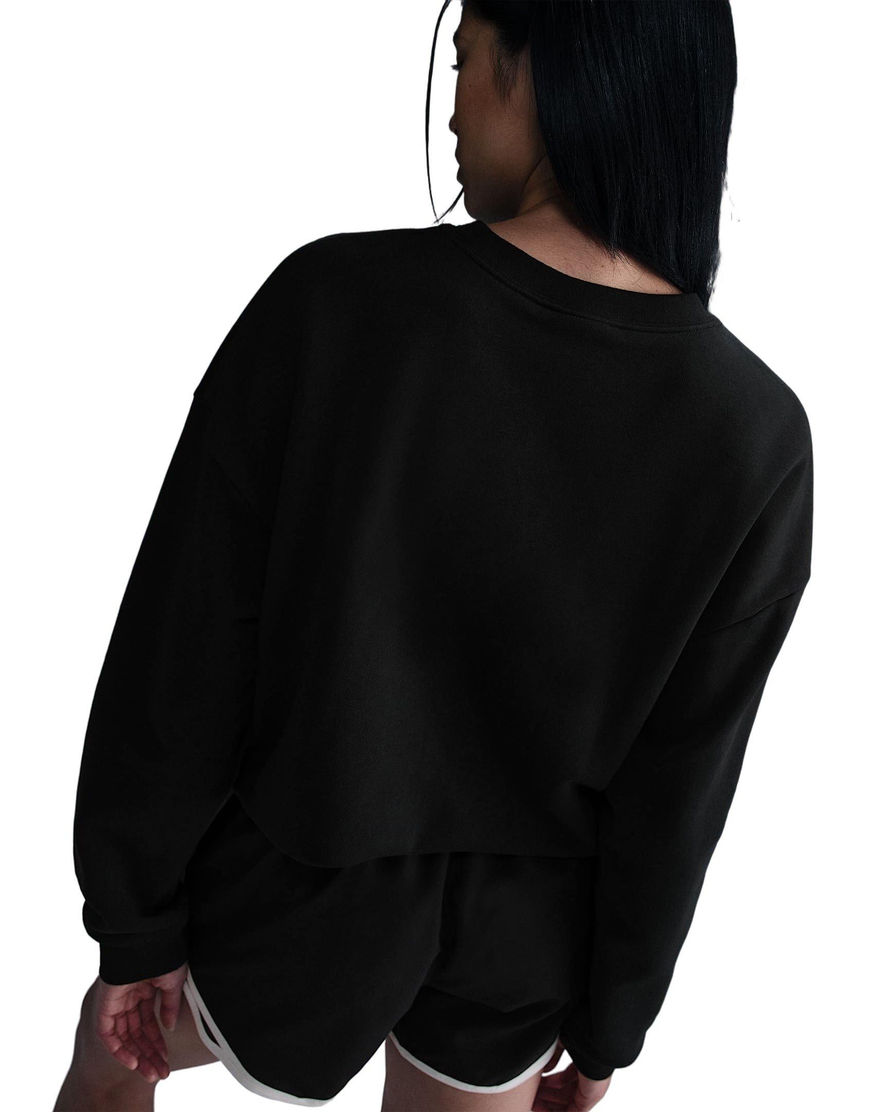 Nike Women's Sportswear Club Fleece Loose Crew-Neck Sweatshirt -Black - BLACK Thumbnail View 2