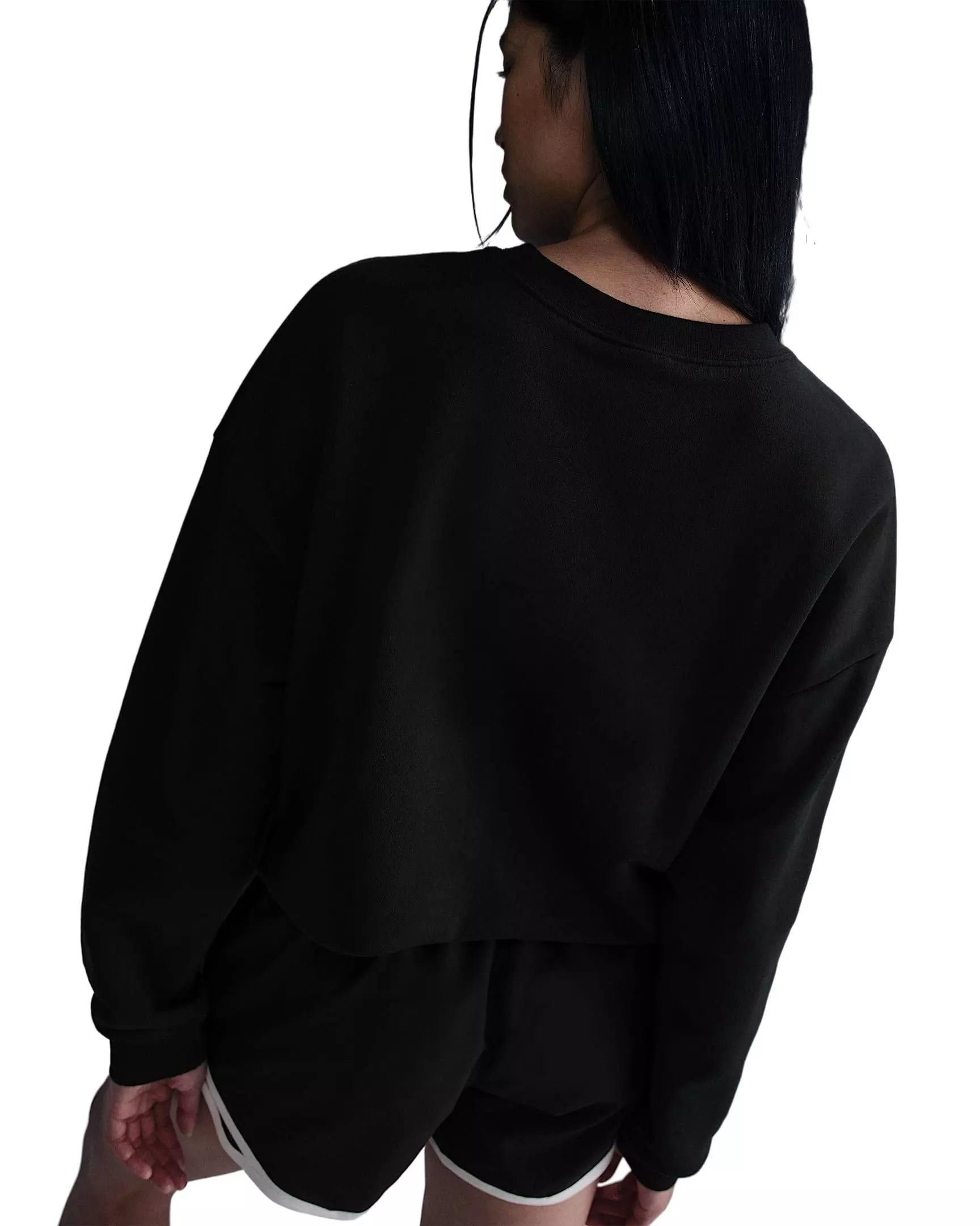 Nike Women's Sportswear Club Fleece Loose Crew-Neck Sweatshirt -Black - BLACK