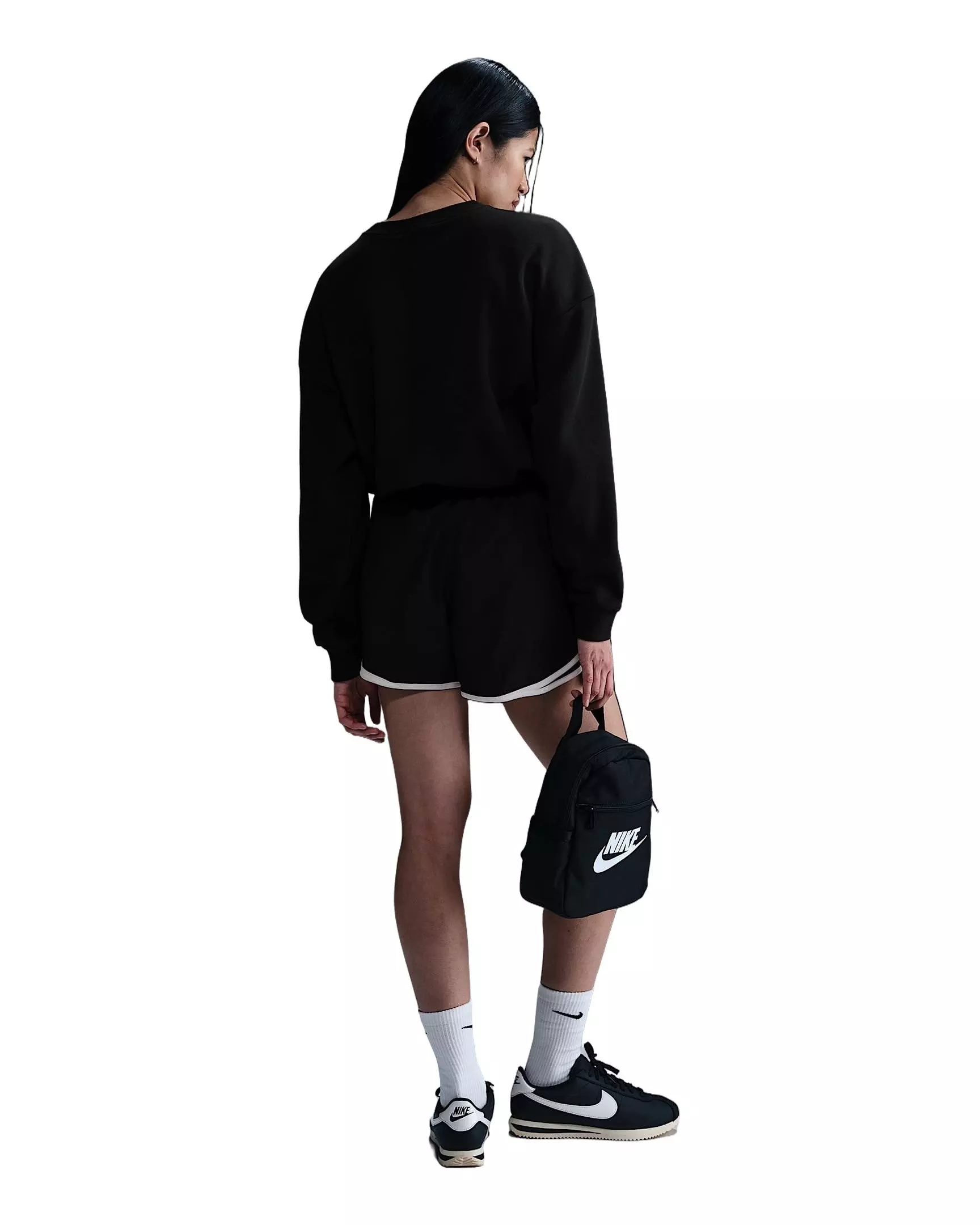 Nike Women's Sportswear Club Fleece Loose Crew-Neck Sweatshirt -Black - BLACK