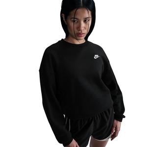 Nike Women's Sportswear Club Fleece Loose Crew-Neck Sweatshirt -Black