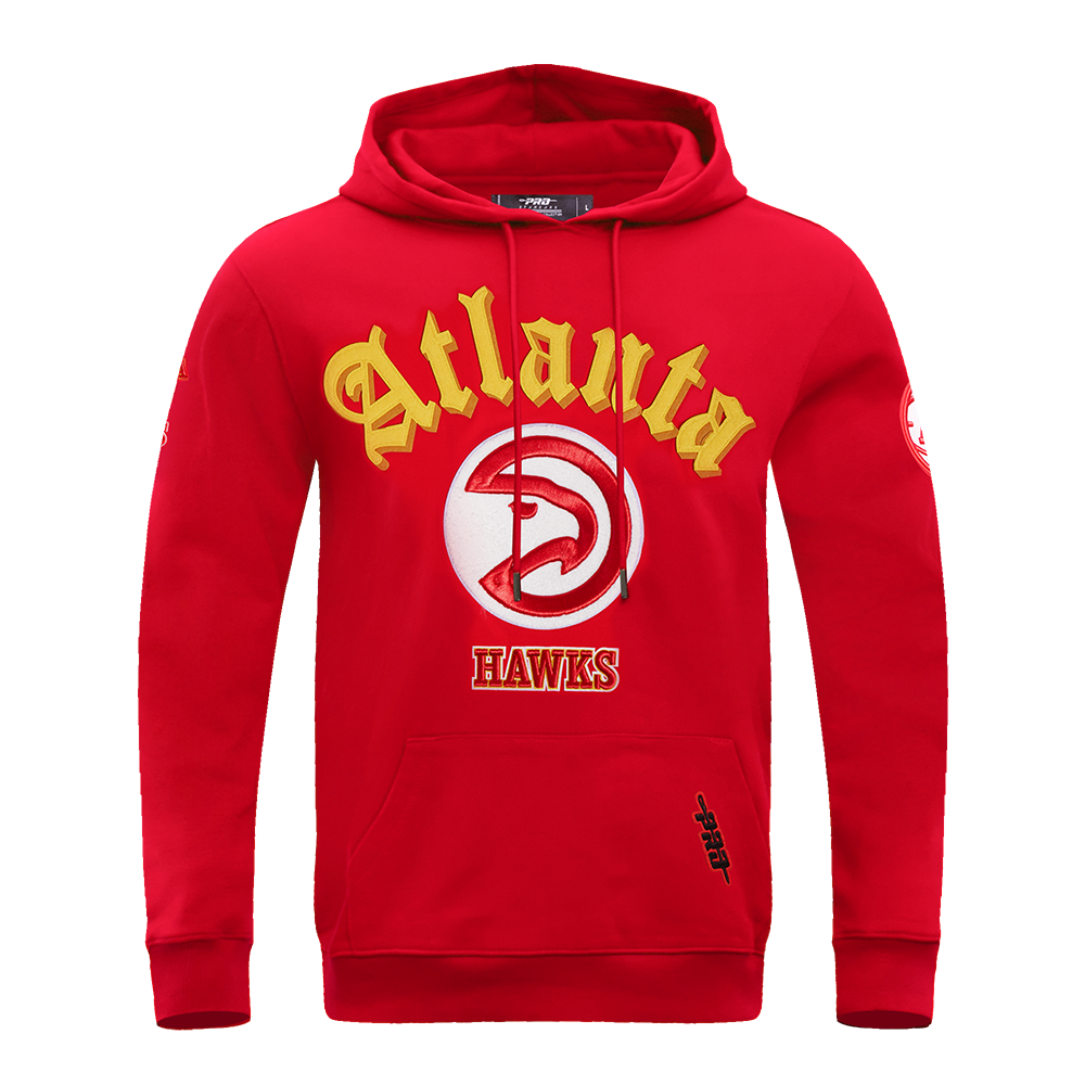 Pro Standard Men's NBA Atlanta Hawks Old English PO Hoodie - Red - RED Thumbnail View 1