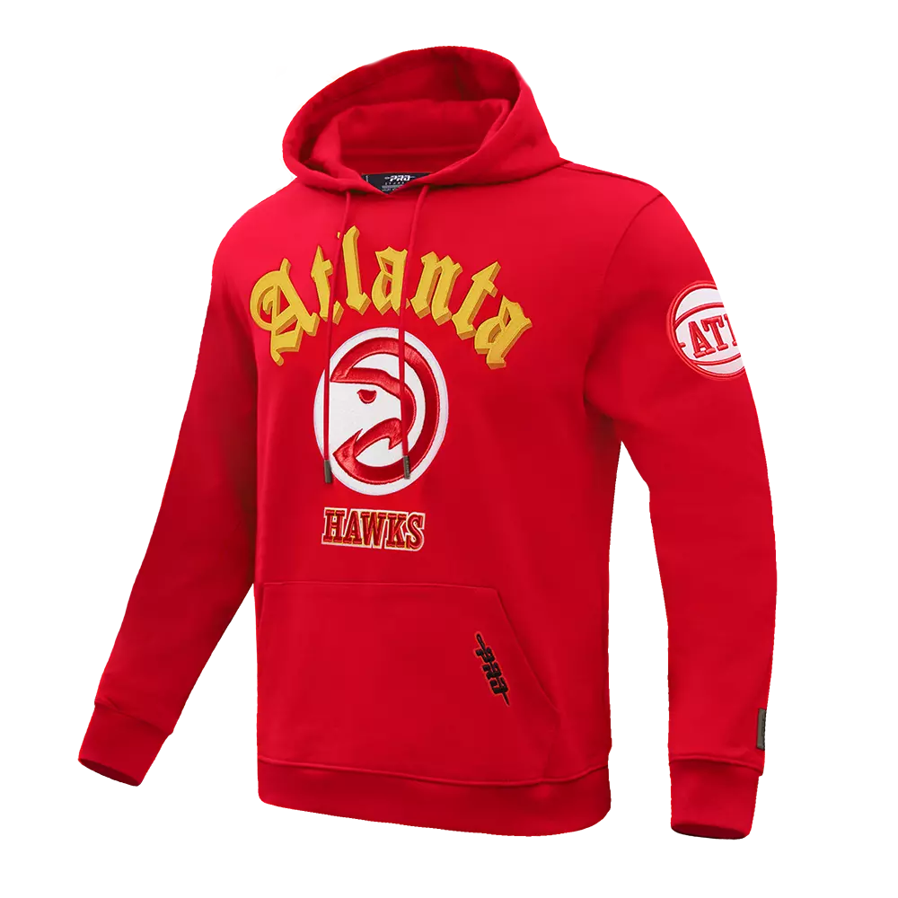 Pro Standard Men's NBA Atlanta Hawks Old English PO Hoodie -Red - RED