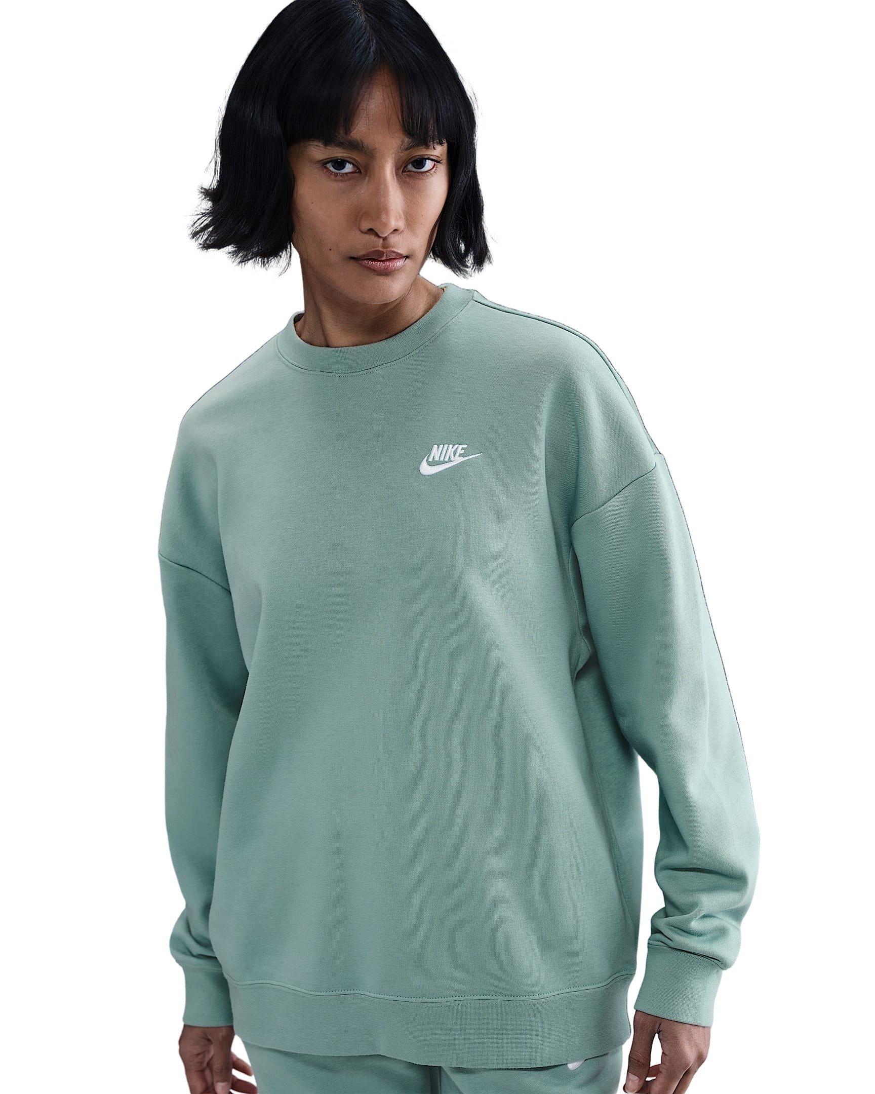 Nike Women's Sportswear Club Fleece Loose Crew-Neck Sweatshirt -Green - GREEN Thumbnail View 1