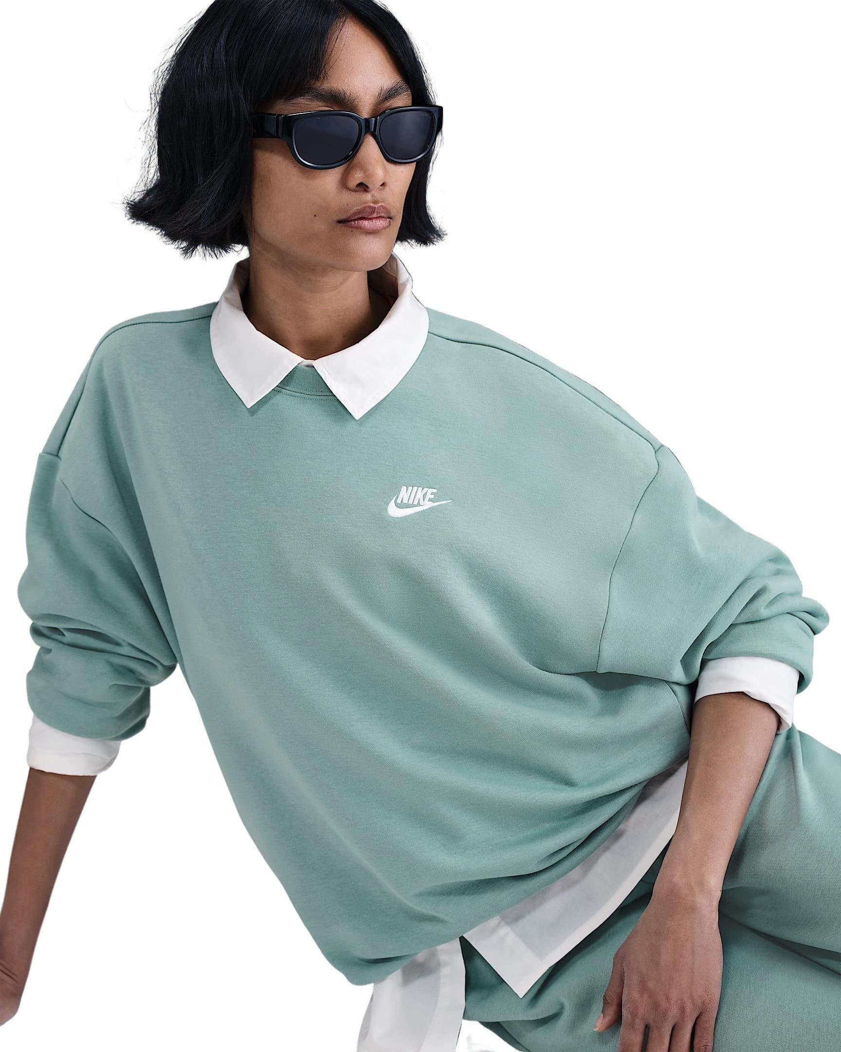 Nike Women's Sportswear Club Fleece Loose Crew-Neck Sweatshirt - Mint Green - GREEN Thumbnail View 3