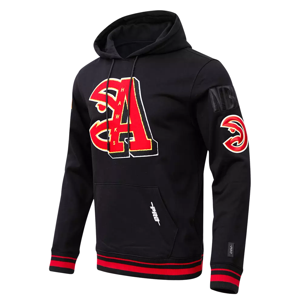 Pro Standard Men's NBA Atlanta Hawks Mashup Rib PO Hoodie - Black/Red - BLACK/RED