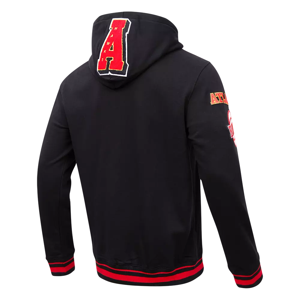 Pro Standard Men's NBA Atlanta Hawks Mashup Rib PO Hoodie - Black/Red - BLACK/RED