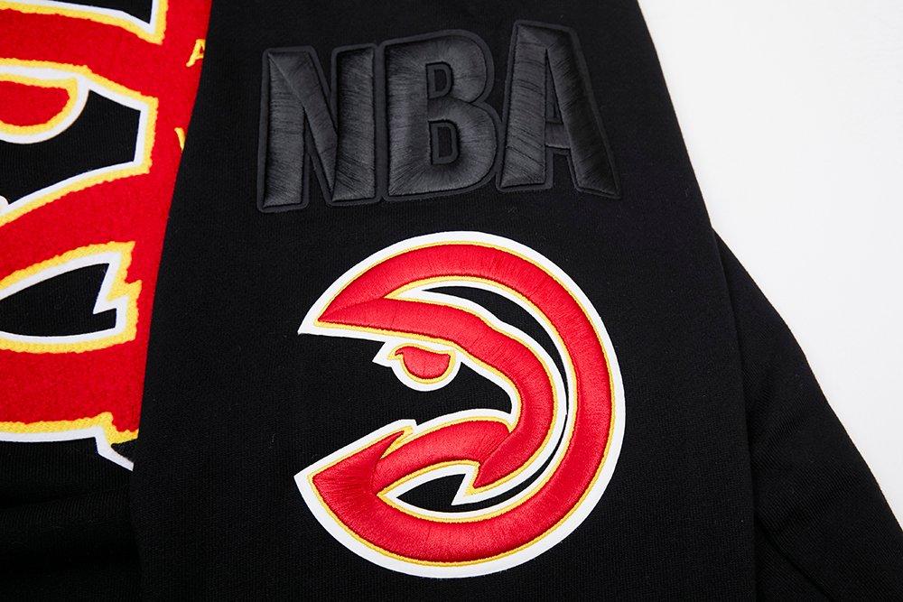 Pro Standard Men's NBA Atlanta Hawks Mashup Rib PO Hoodie - Black/Red - BLACK/RED Thumbnail View 7