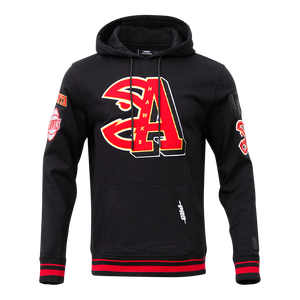 Pro Standard Men's NBA Atlanta Hawks Mashup Rib PO Hoodie -Black/Red
