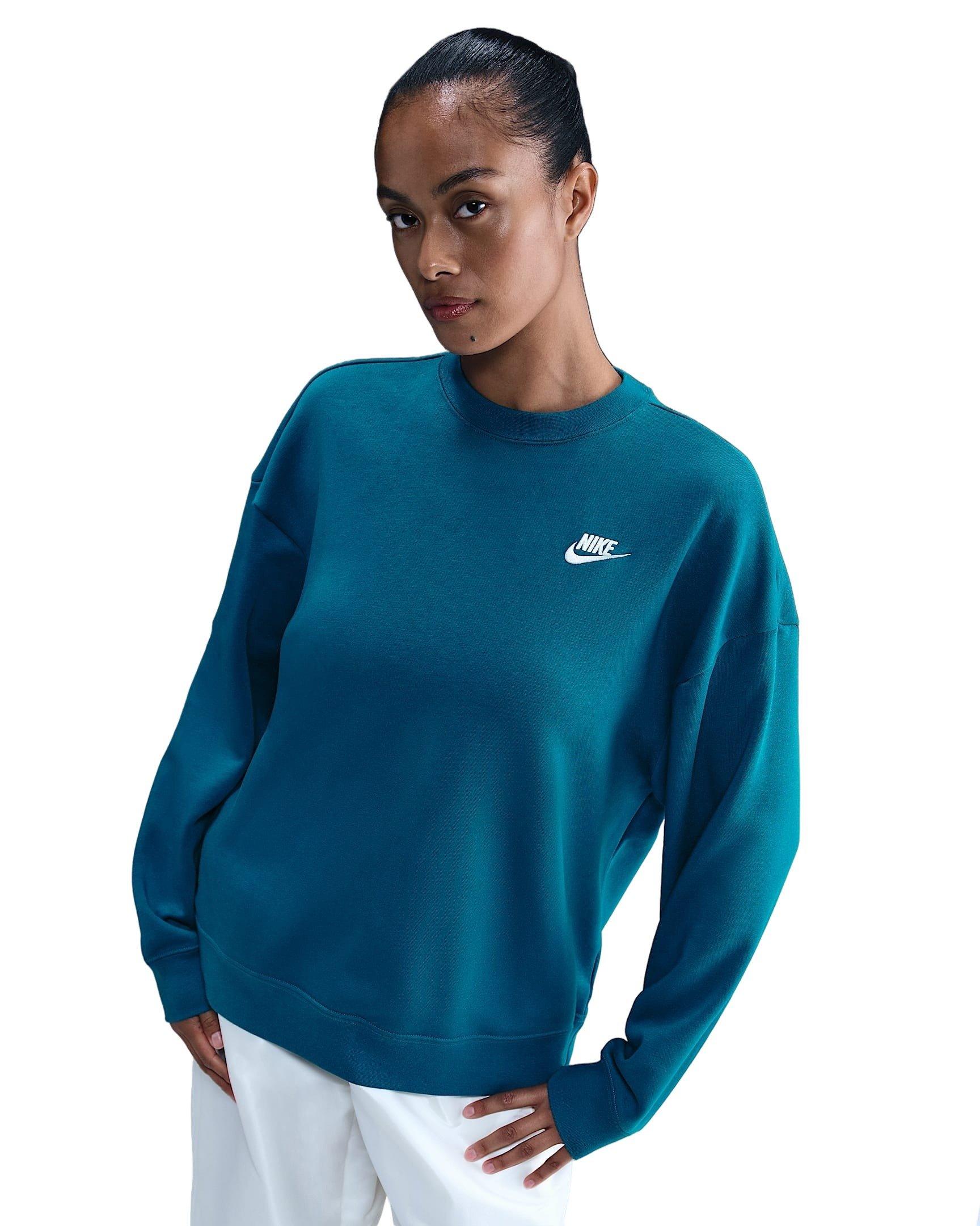 Nike Women's Sportswear Club Fleece Loose Crew-Neck Sweatshirt -Turquoise - TURQUOISE Thumbnail View 1