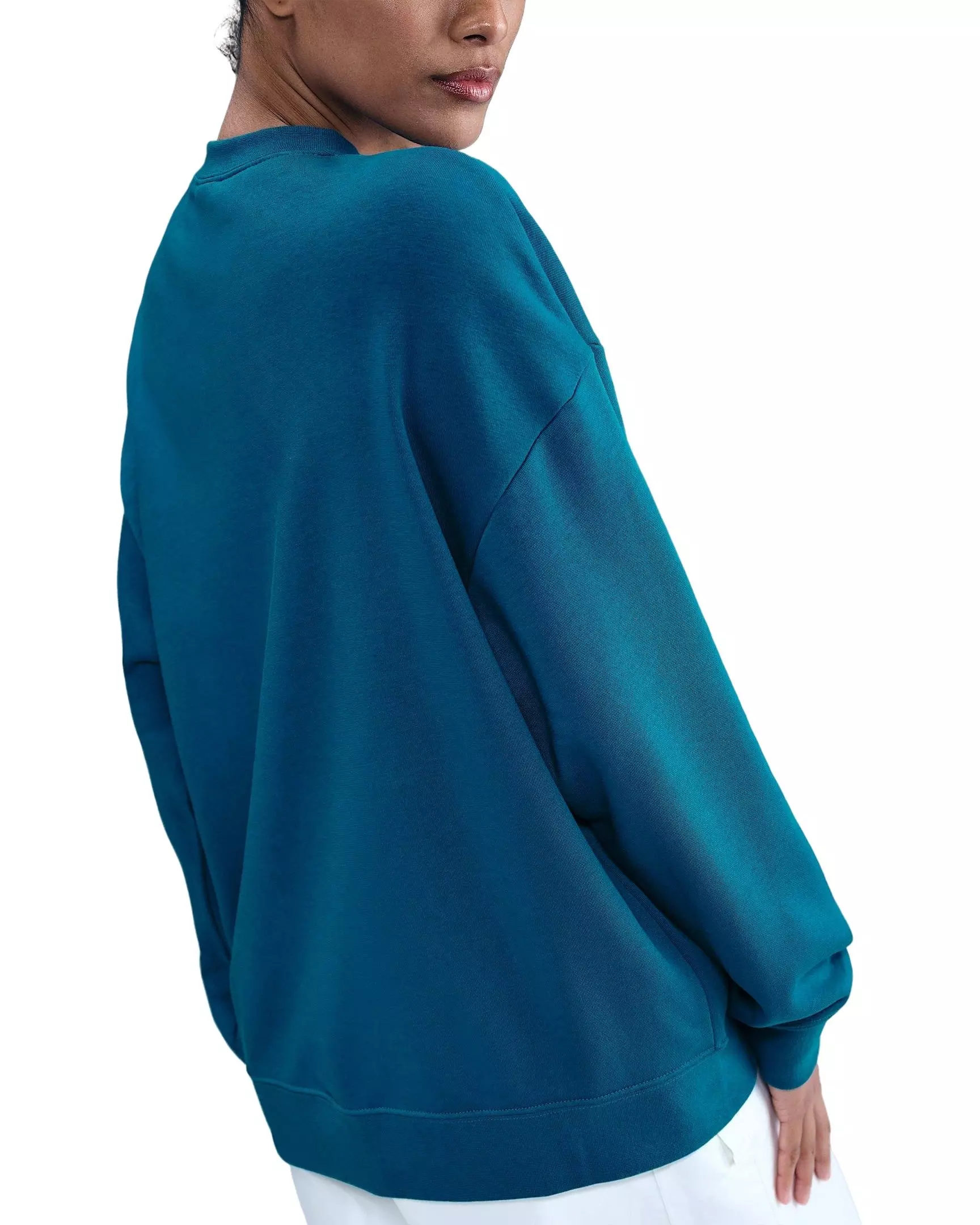 Nike Women's Sportswear Club Fleece Loose Crew-Neck Sweatshirt - Turquoise - TURQUOISE