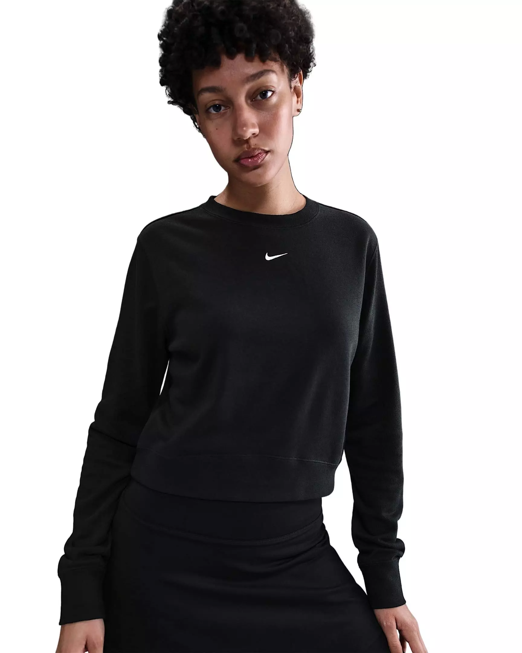 Nike Women's Sportswear Chill Terry Crew-Neck French Terry Sweatshirt - Black - BLACK
