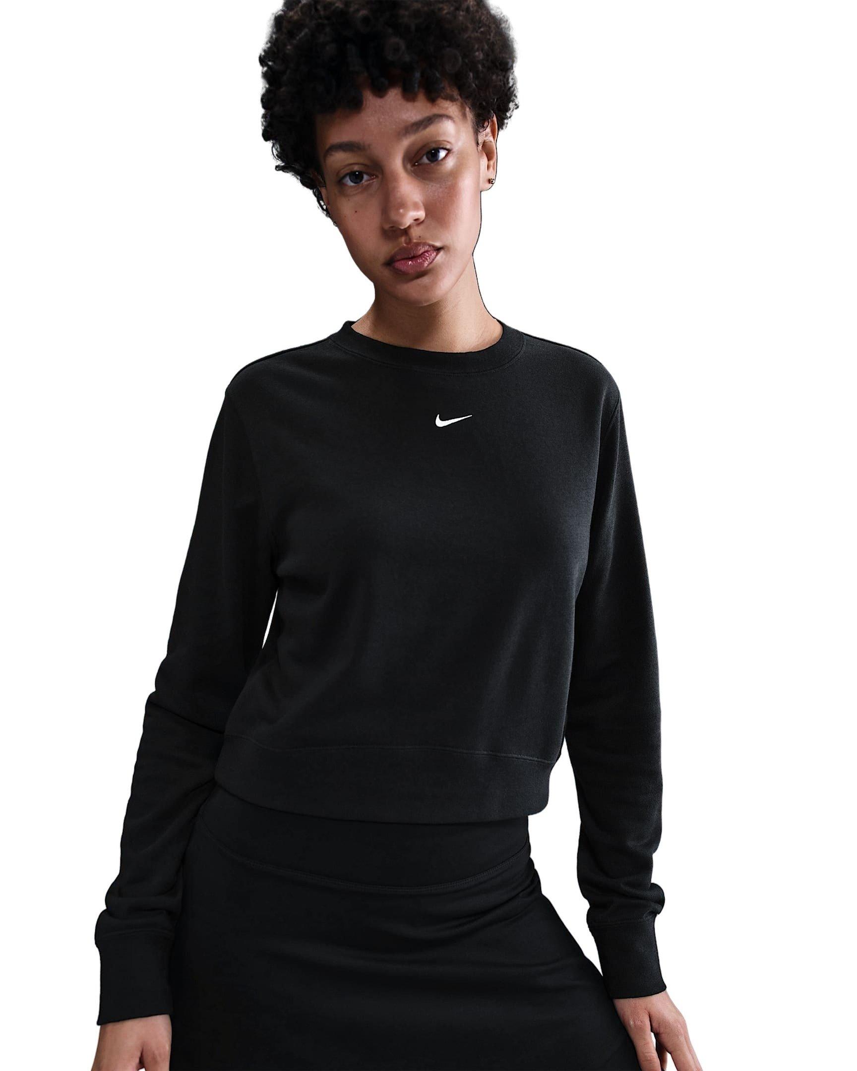 Nike Women's Sportswear Chill Terry Crew-Neck French Terry Sweatshirt -Black - BLACK Thumbnail View 1
