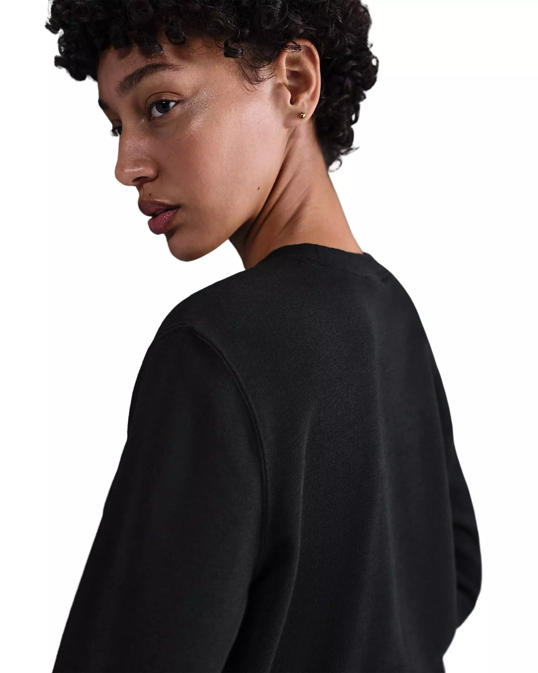 Nike Women's Sportswear Chill Terry Crew-Neck French Terry Sweatshirt - Black - BLACK