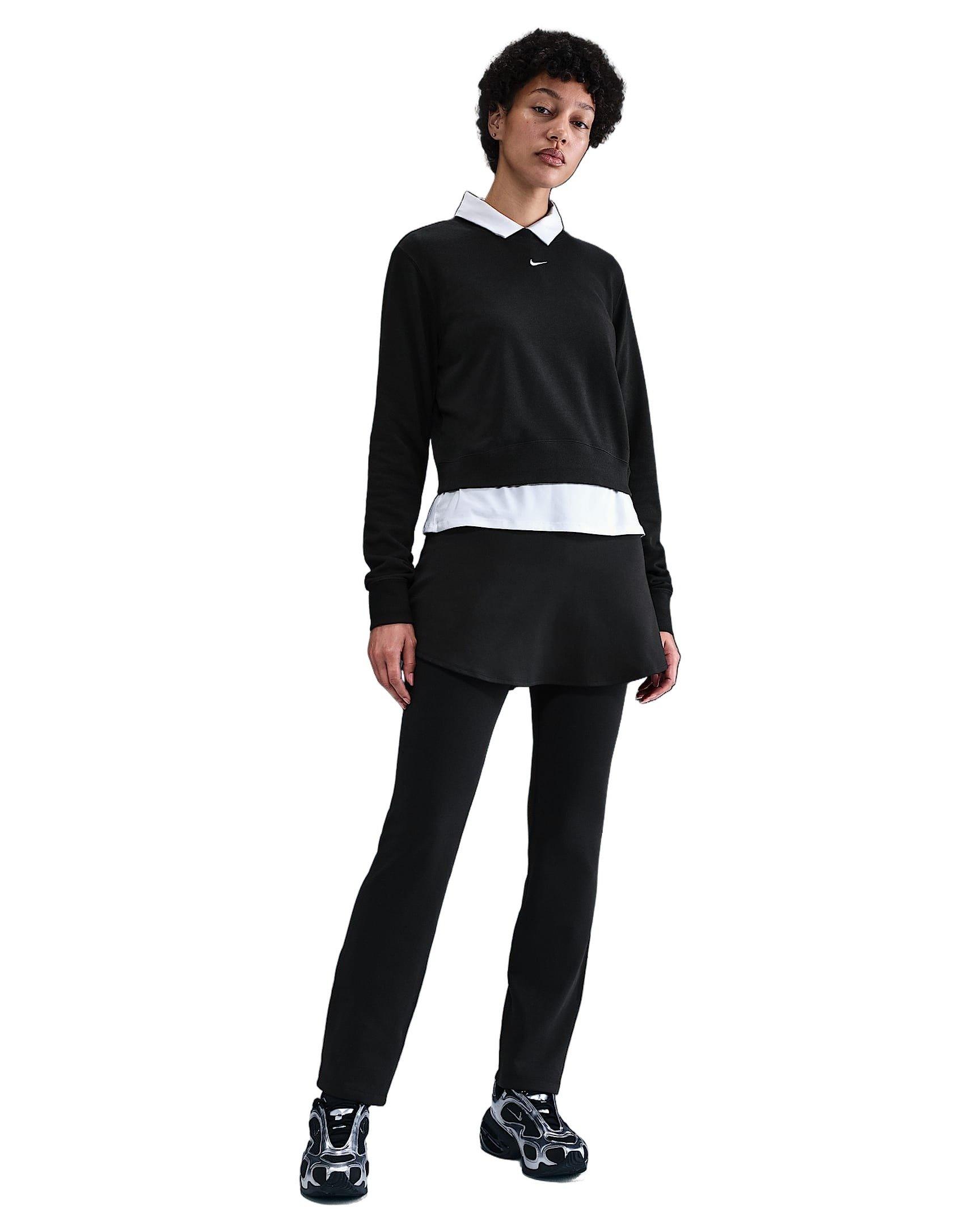 Nike Women's Sportswear Chill Terry Crew-Neck French Terry Sweatshirt - Black - BLACK Thumbnail View 4