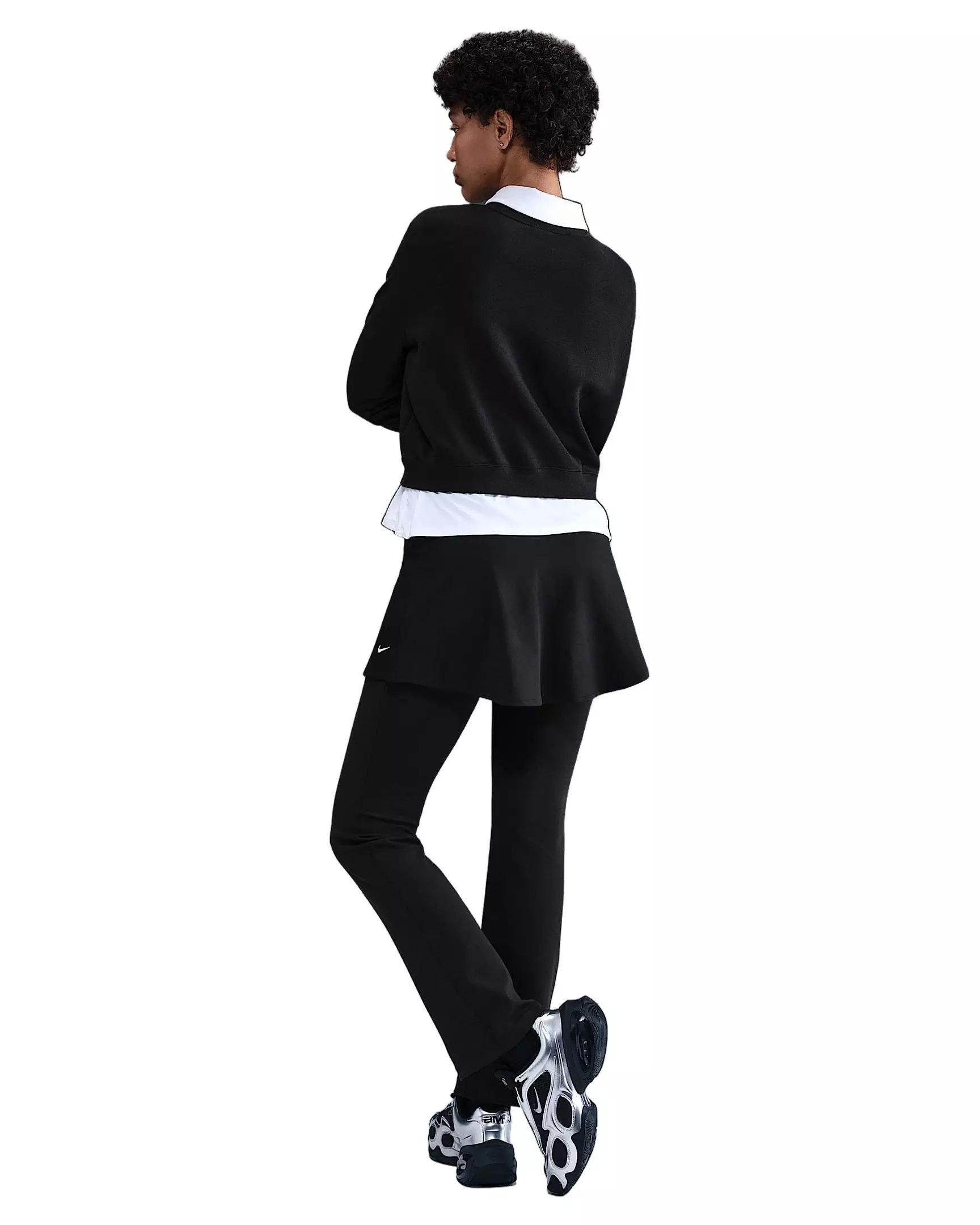 Nike Women's Sportswear Chill Terry Crew-Neck French Terry Sweatshirt - Black - BLACK