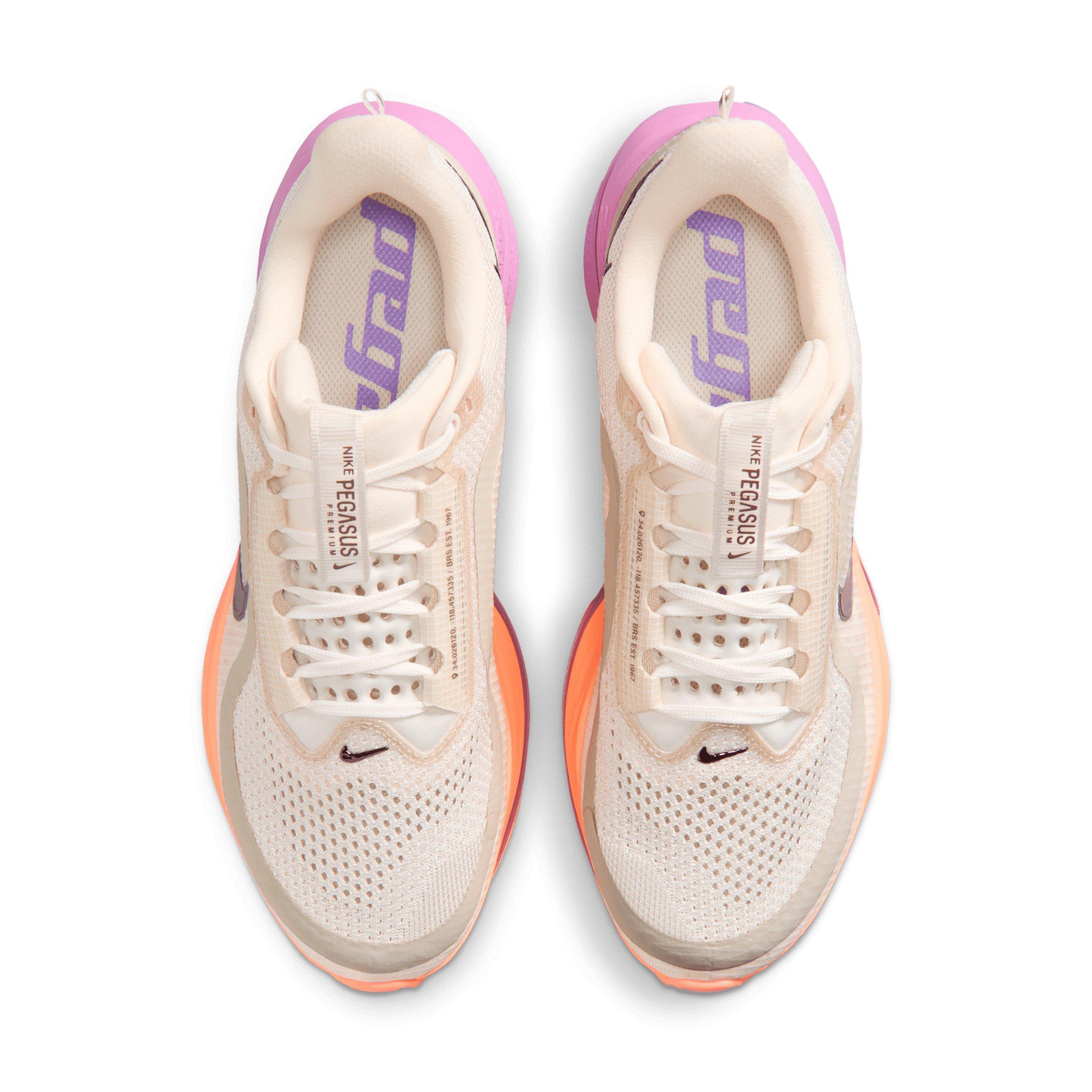 Nike Pegasus Premium "Chalk/Orange Pulse/Light Magenta/Tattoo" Women's Road Running Shoe - WHITE/ORANGE/PURPLE Thumbnail View 4