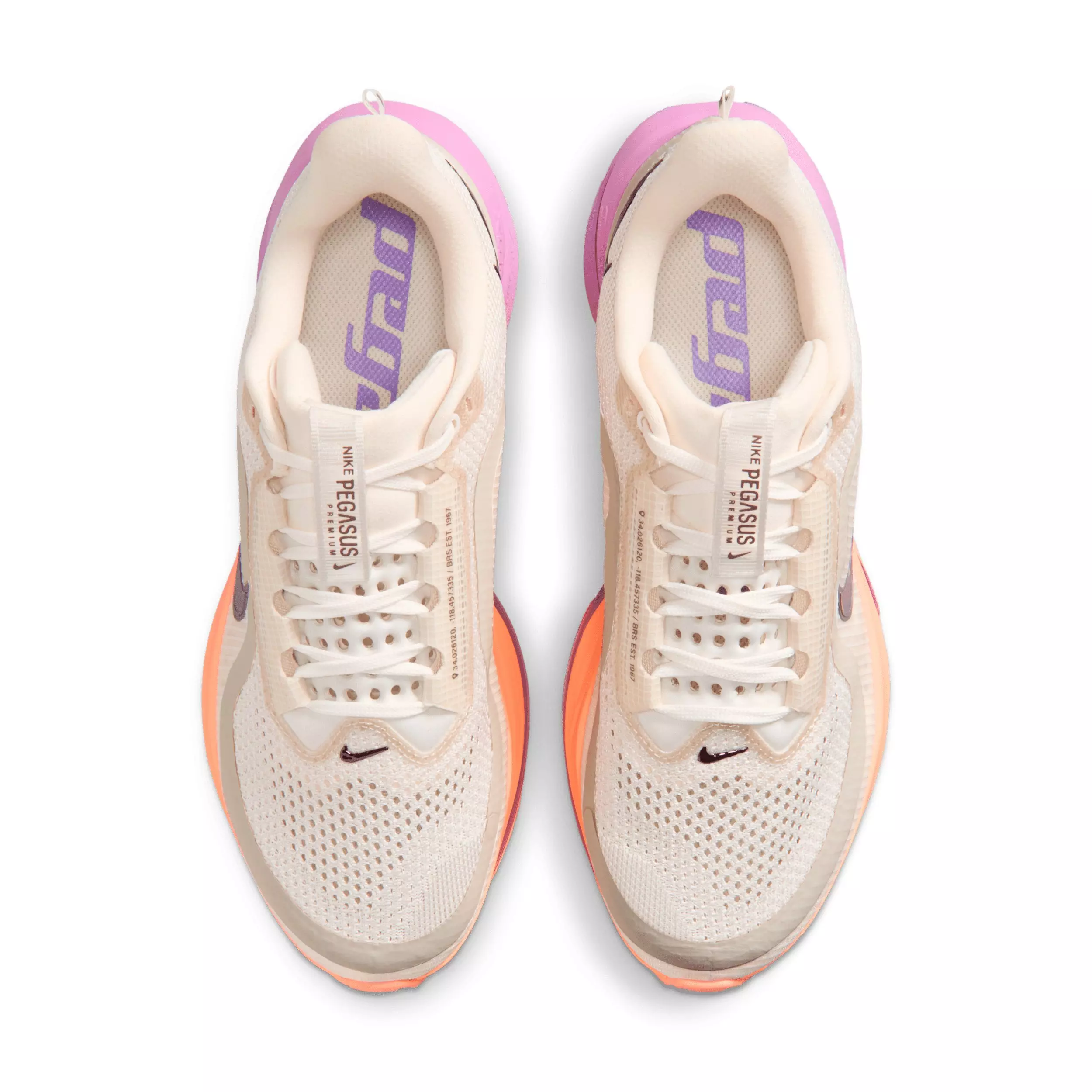 Nike Pegasus Premium "Chalk/Orange Pulse/Light Magenta/Tattoo" Women's Road Running Shoe - WHITE/ORANGE/PURPLE