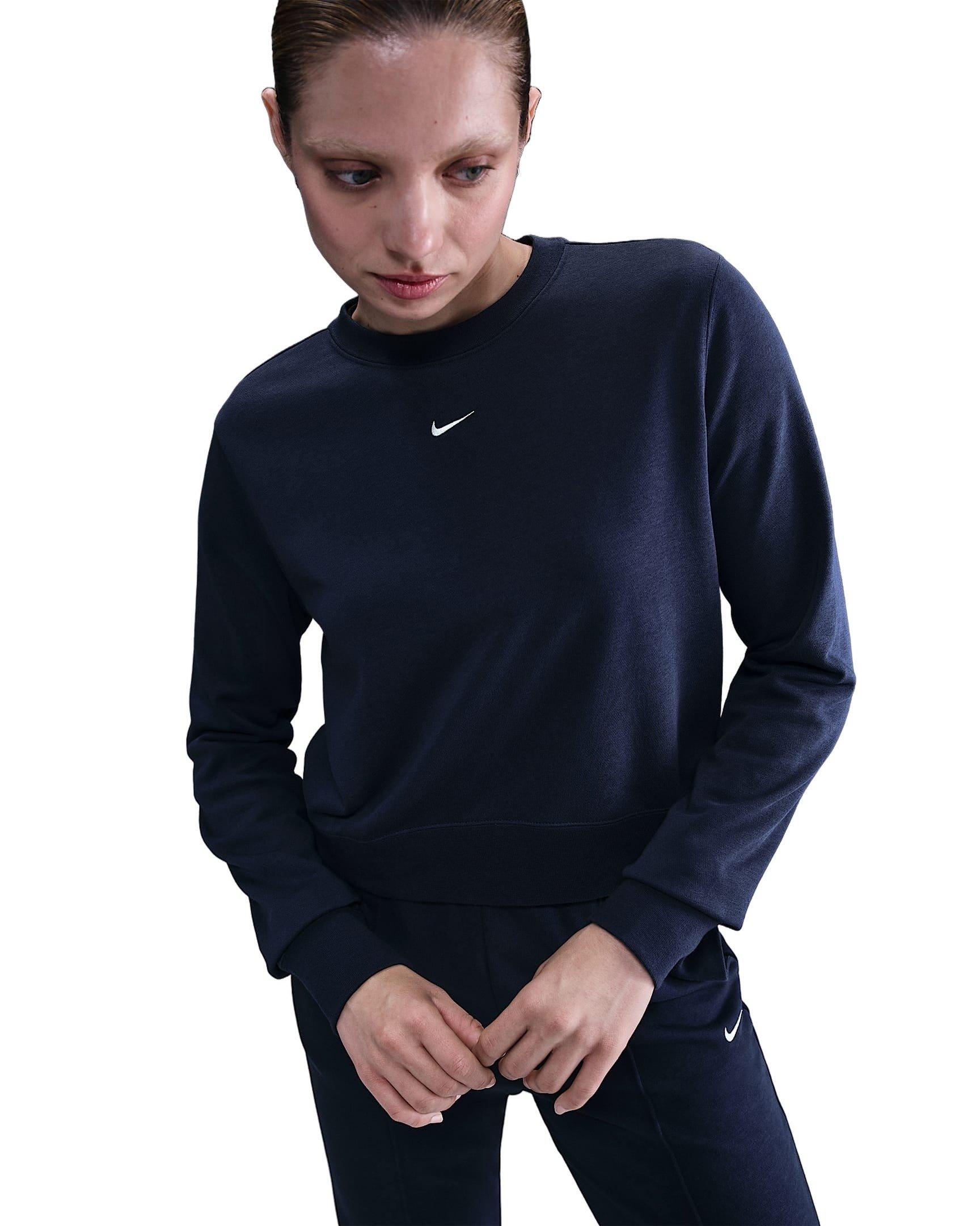 Nike Women's Sportswear Chill Terry Crew-Neck French Terry Sweatshirt -Navy - NAVY Thumbnail View 1