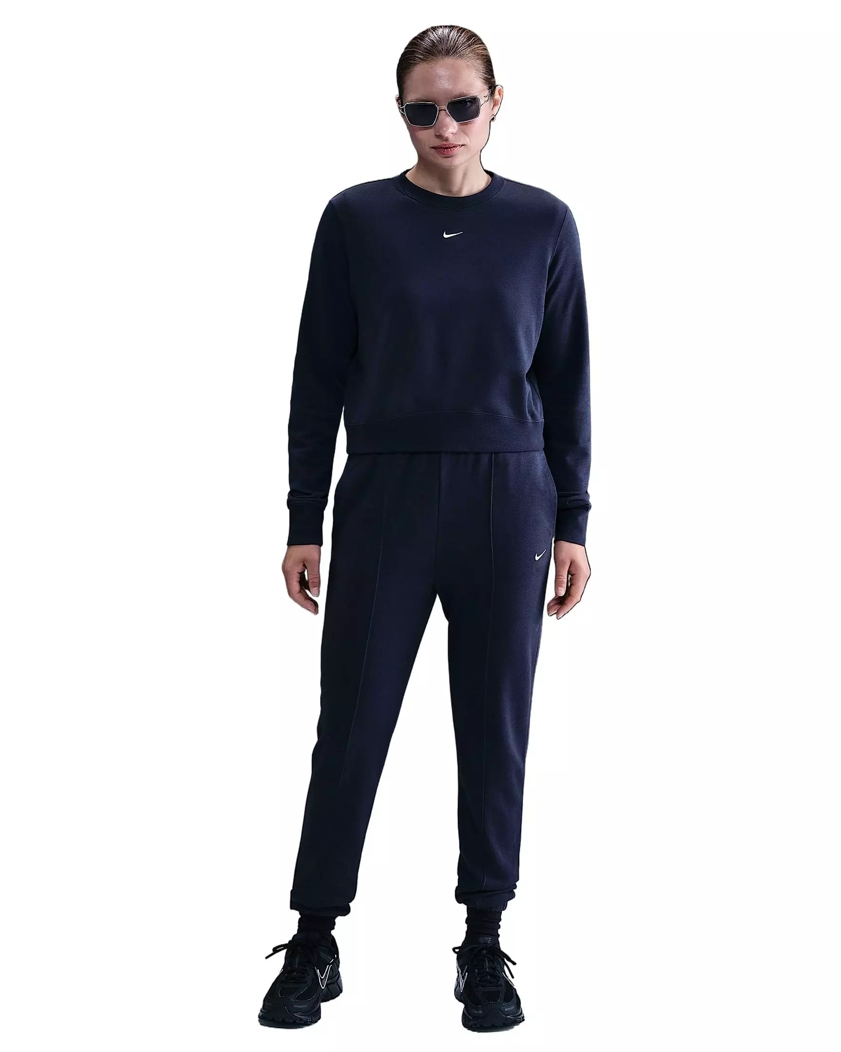 Nike Women's Sportswear Chill Terry Crew-Neck French Terry Sweatshirt -Navy - NAVY