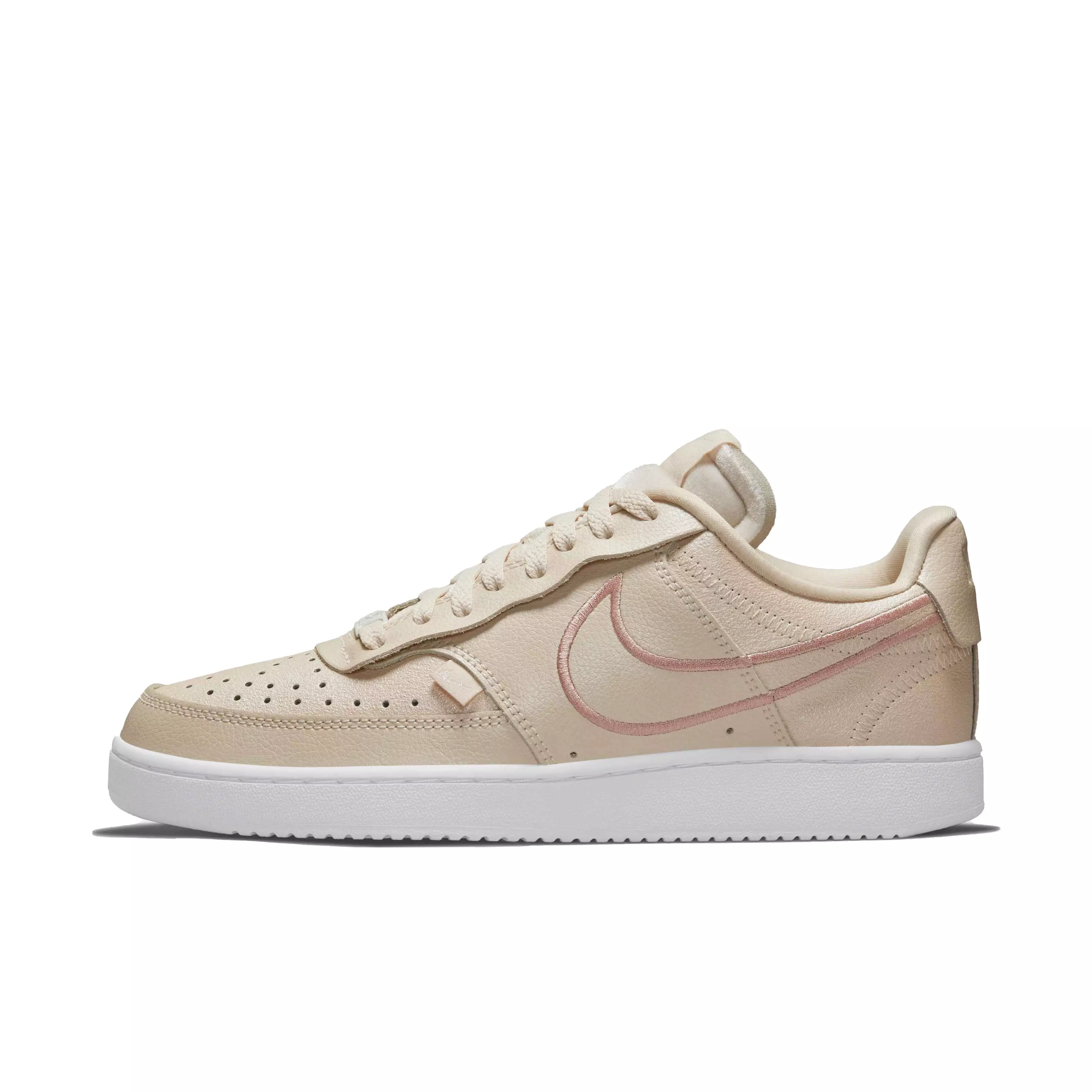 Nike Court Vision Low Premium "Pearl White/Metallic Red Bronze/Sail/White" Women's Shoe - WHITE