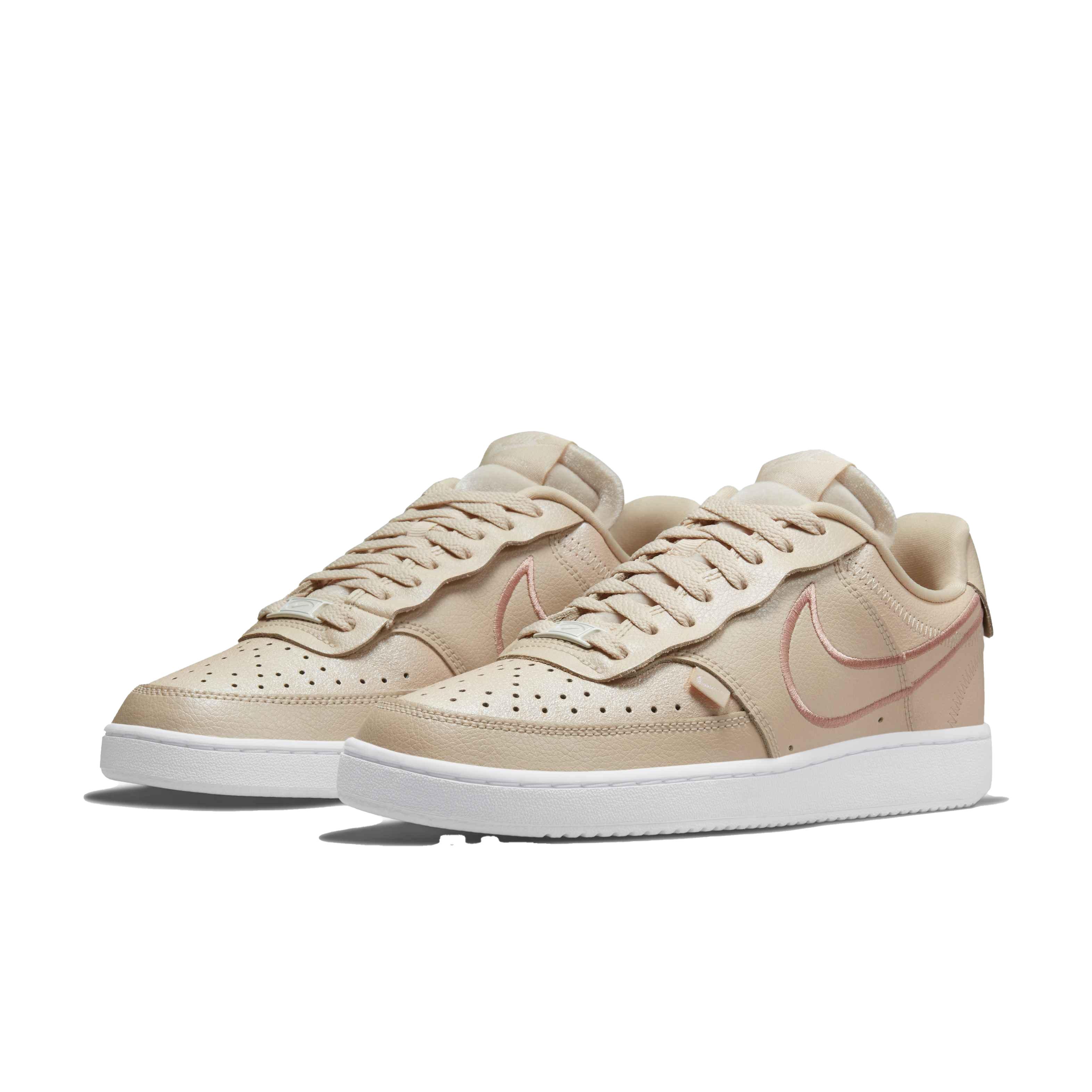 Nike Court Vision Low Premium "Pearl White/Metallic Red Bronze/Sail/White" Women's Shoe - WHITE Thumbnail View 3
