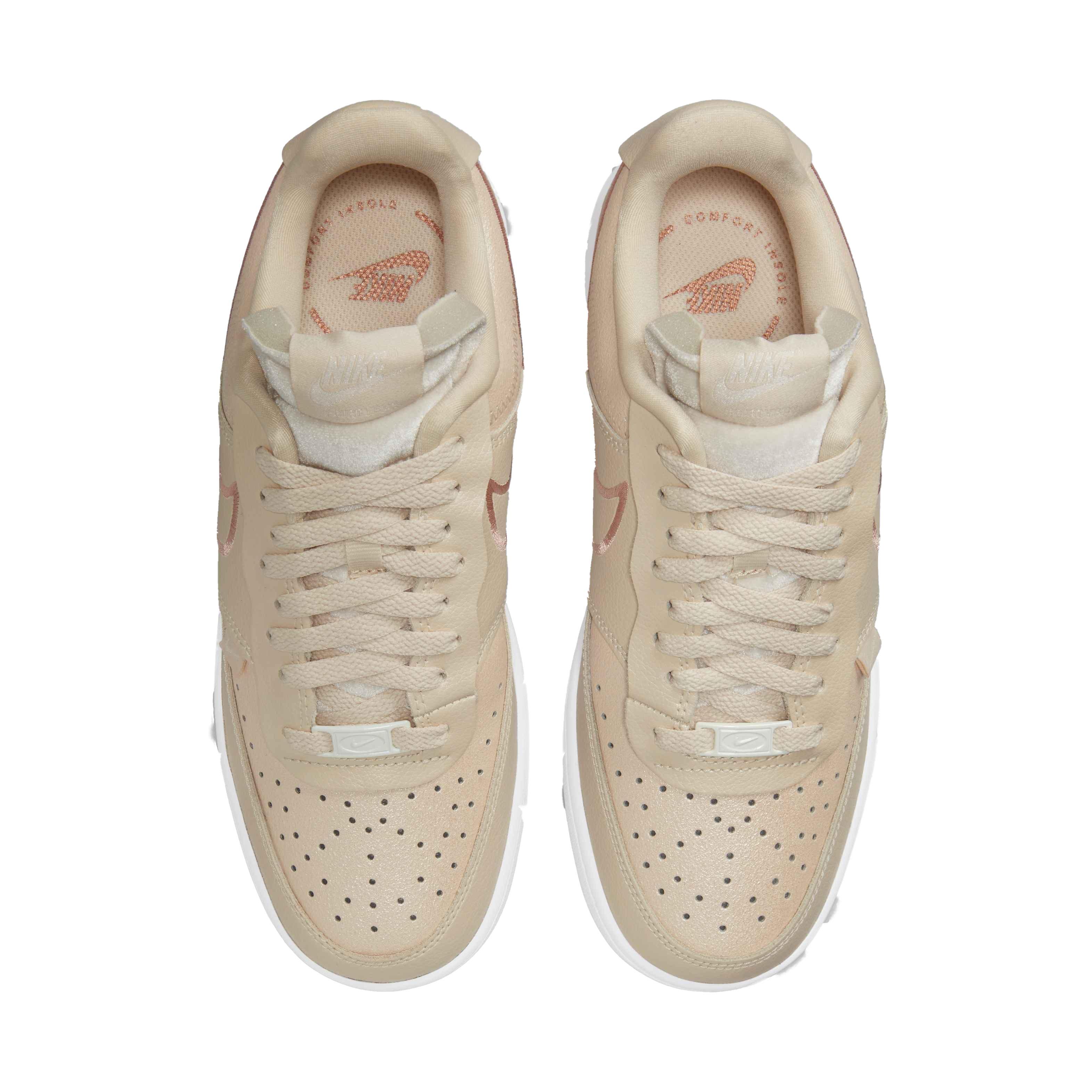 Nike Court Vision Low Premium "Pearl White/Metallic Red Bronze/Sail/White" Women's Shoe - WHITE Thumbnail View 4