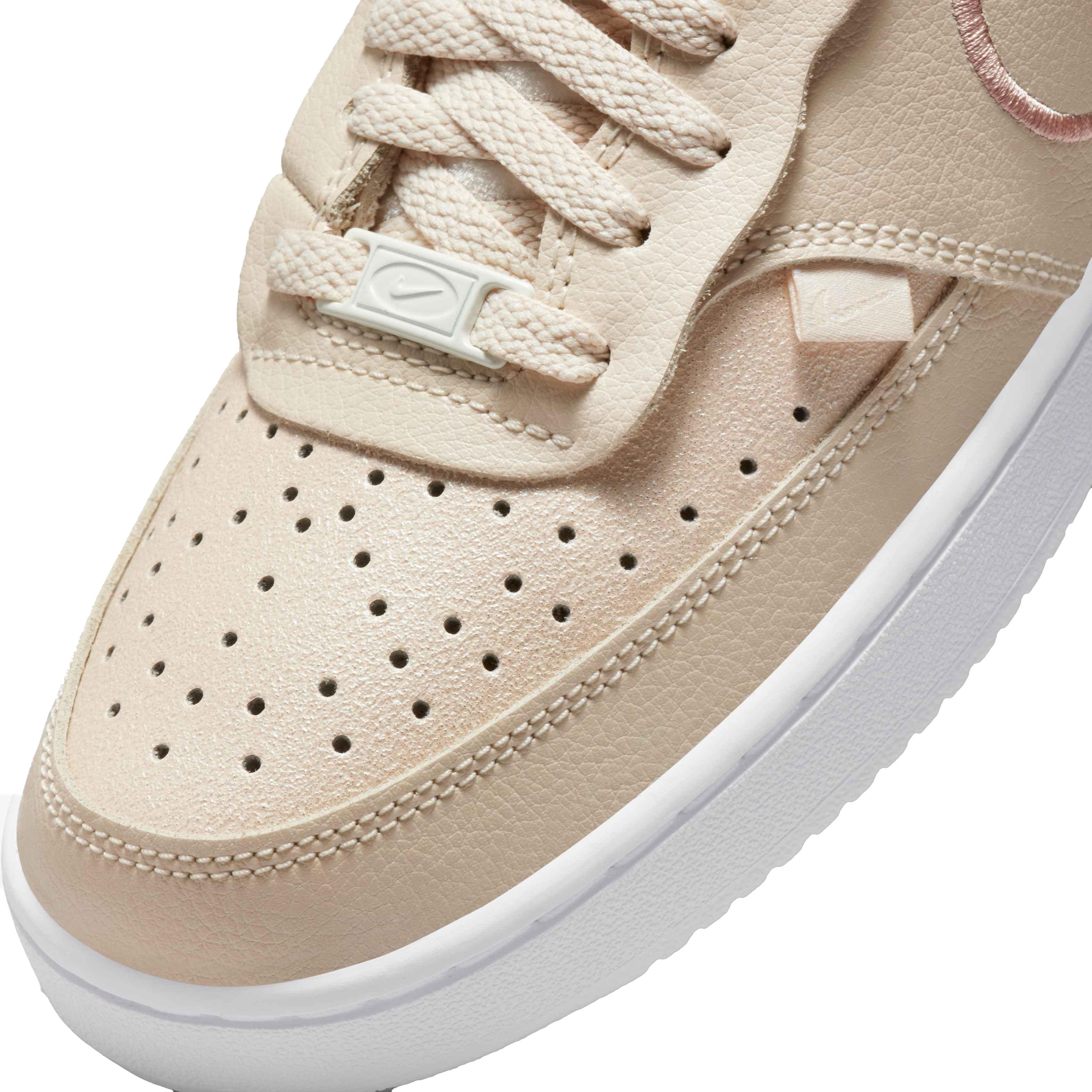 Nike Court Vision Low Premium "Pearl White/Metallic Red Bronze/Sail/White" Women's Shoe - WHITE Thumbnail View 7