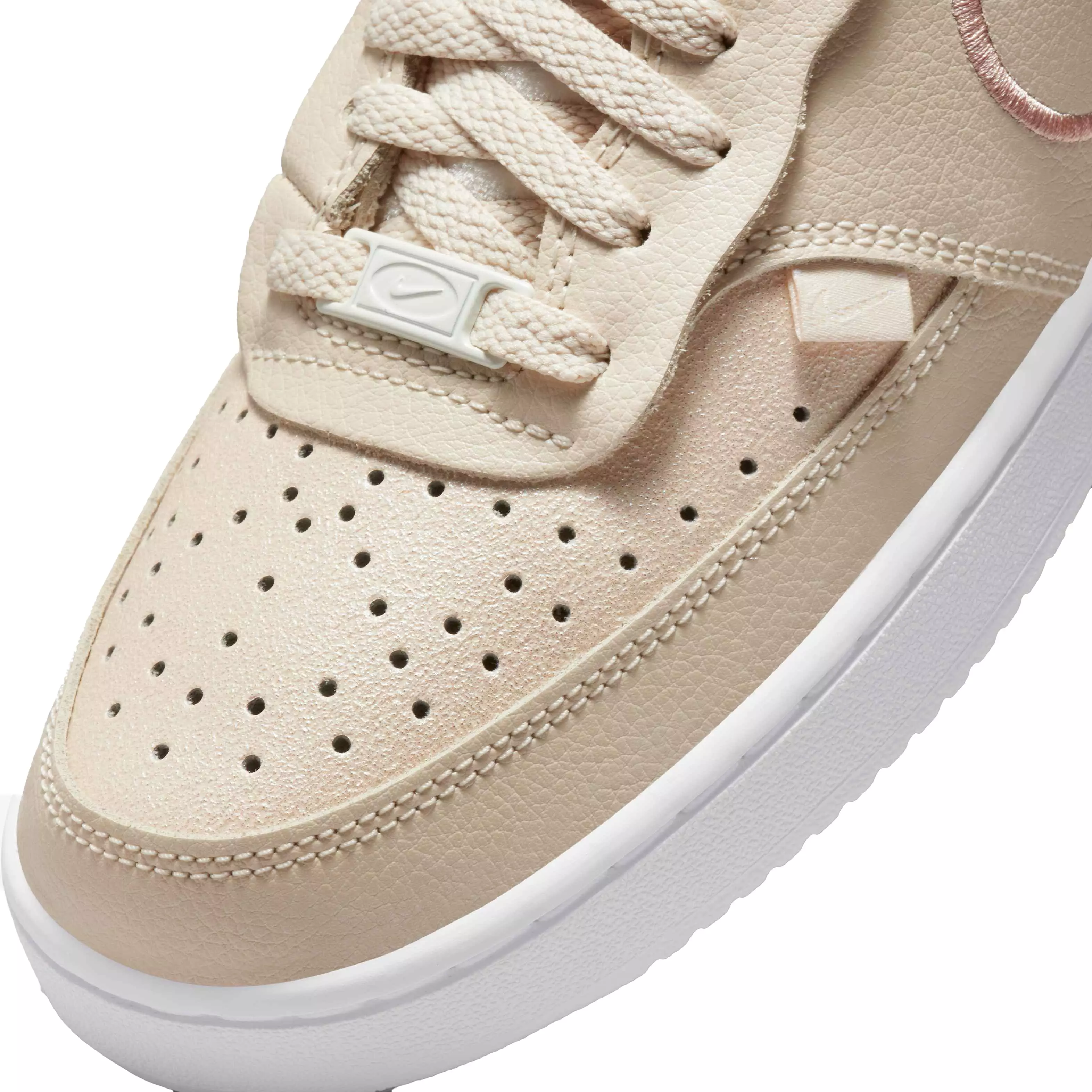 Nike Court Vision Low Premium "Pearl White/Metallic Red Bronze/Sail/White" Women's Shoe - WHITE