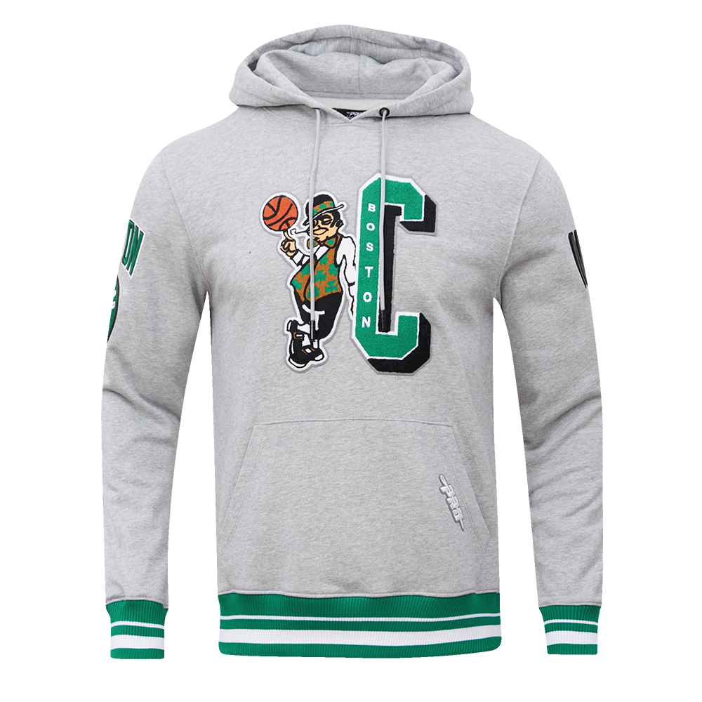 Pro Standard Men's NBA Boston Celtics Mashup Rib PO Hoodie -Grey/Green - GREY/GREEN Thumbnail View 1