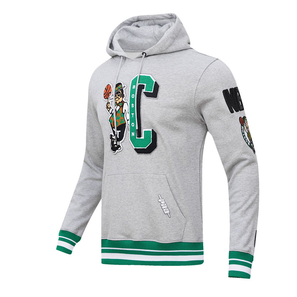 Pro Standard Men's NBA Boston Celtics Mashup Rib PO Hoodie - Grey/Green - GREY/GREEN Thumbnail View 3