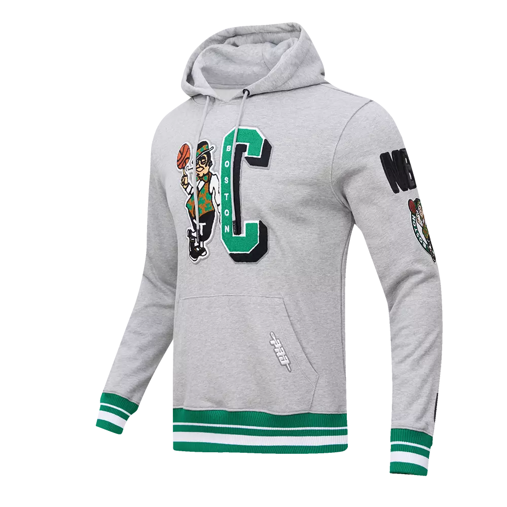 Pro Standard Men's NBA Boston Celtics Mashup Rib PO Hoodie -Grey/Green - GREY/GREEN