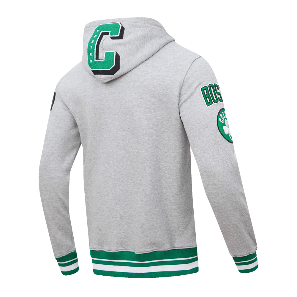 Pro Standard Men's NBA Boston Celtics Mashup Rib PO Hoodie - Grey/Green - GREY/GREEN Thumbnail View 4