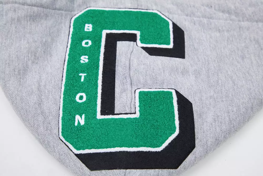 Pro Standard Men's NBA Boston Celtics Mashup Rib PO Hoodie -Grey/Green - GREY/GREEN