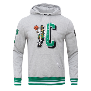 Pro Standard Men's NBA Boston Celtics Mashup Rib PO Hoodie -Grey/Green