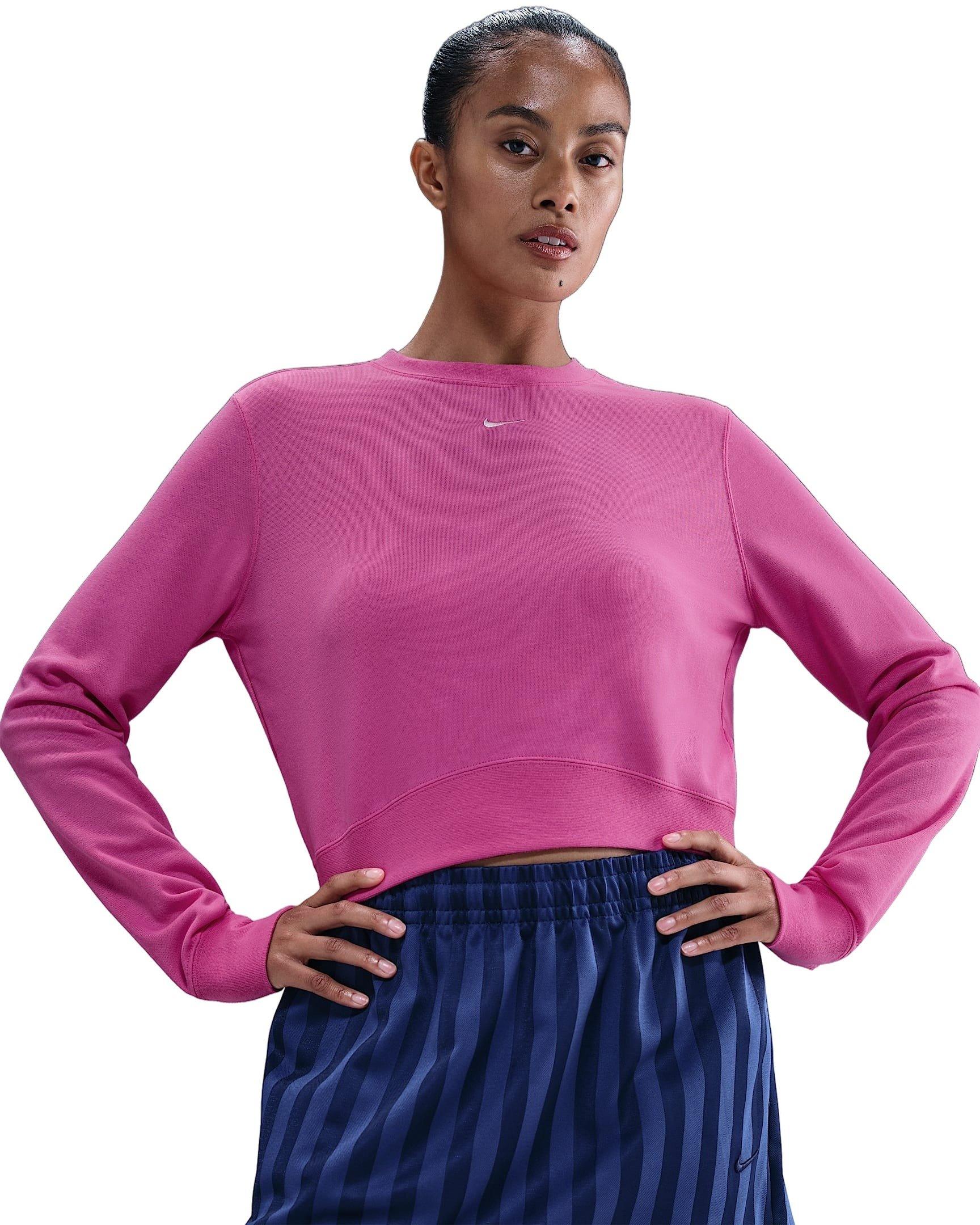 Nike Women's Sportswear Chill Terry Crew-Neck French Terry Sweatshirt -Pink - PINK Thumbnail View 1
