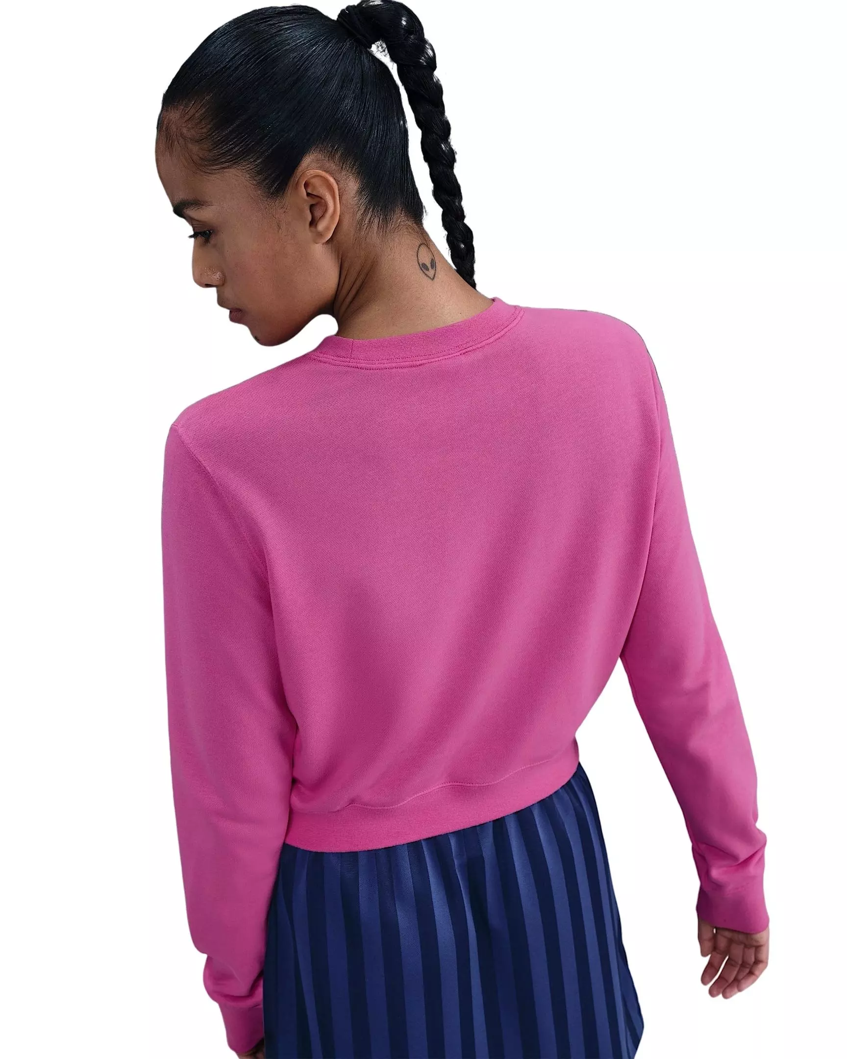 Nike Women's Sportswear Chill Terry Crew-Neck French Terry Sweatshirt -Pink - PINK