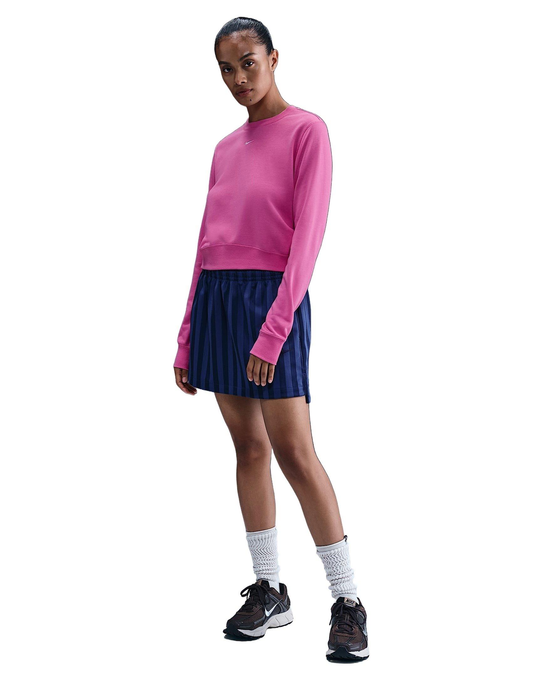 Nike Women's Sportswear Chill Terry Crew-Neck French Terry Sweatshirt -Pink - PINK Thumbnail View 4