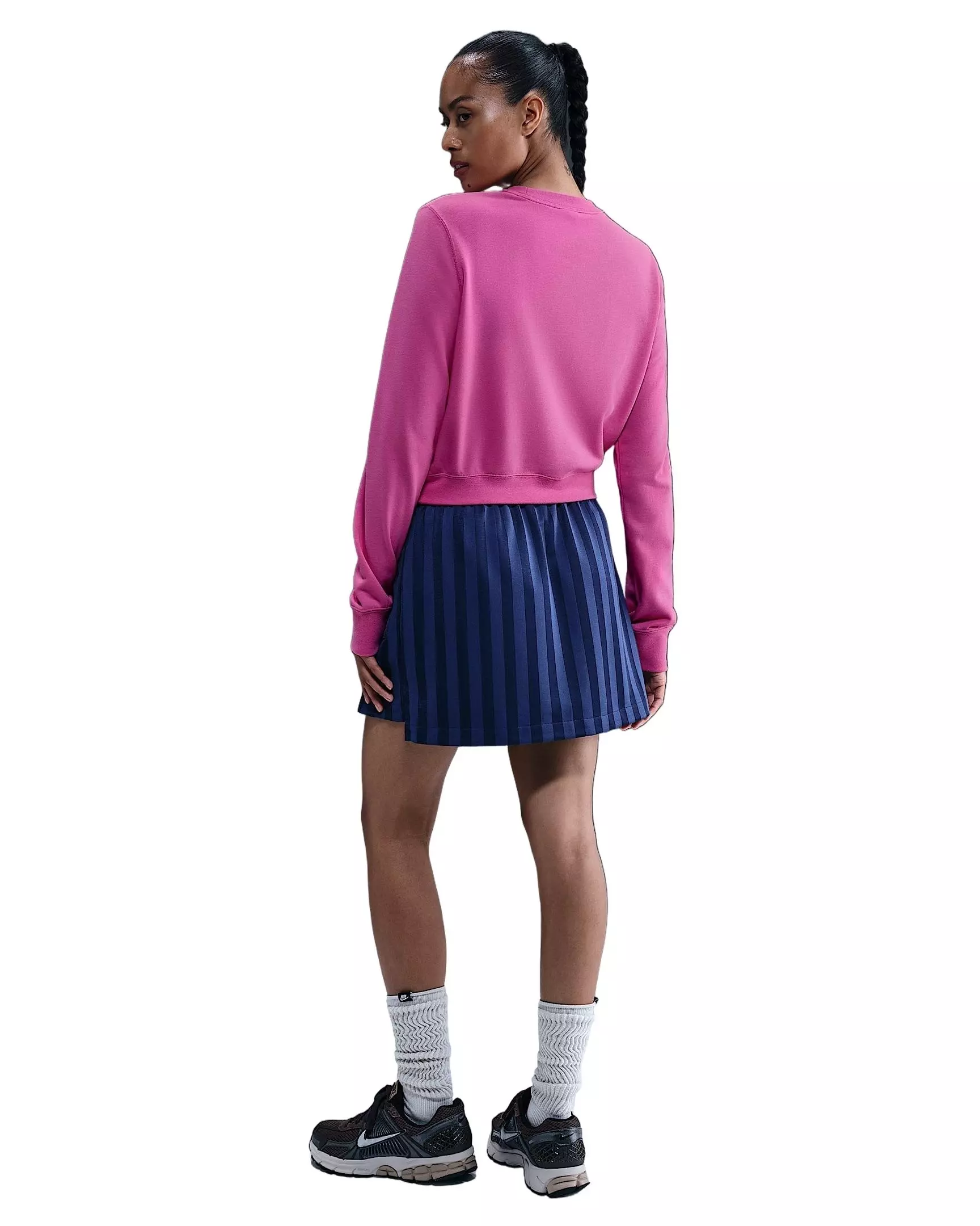 Nike Women's Sportswear Chill Terry Crew-Neck French Terry Sweatshirt -Pink - PINK