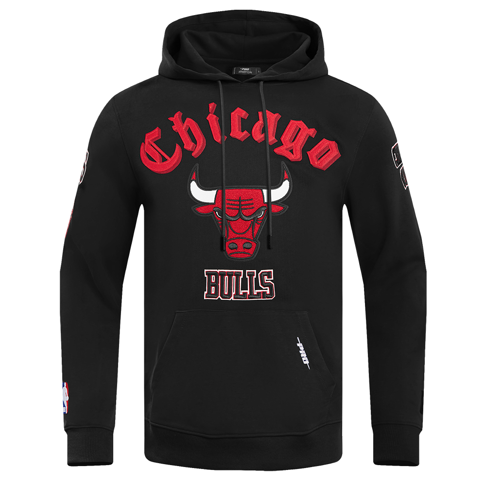 Pro Standard Men's NBA Chicago Bulls Old English PO Hoodie - Black - BLACK Thumbnail View 1