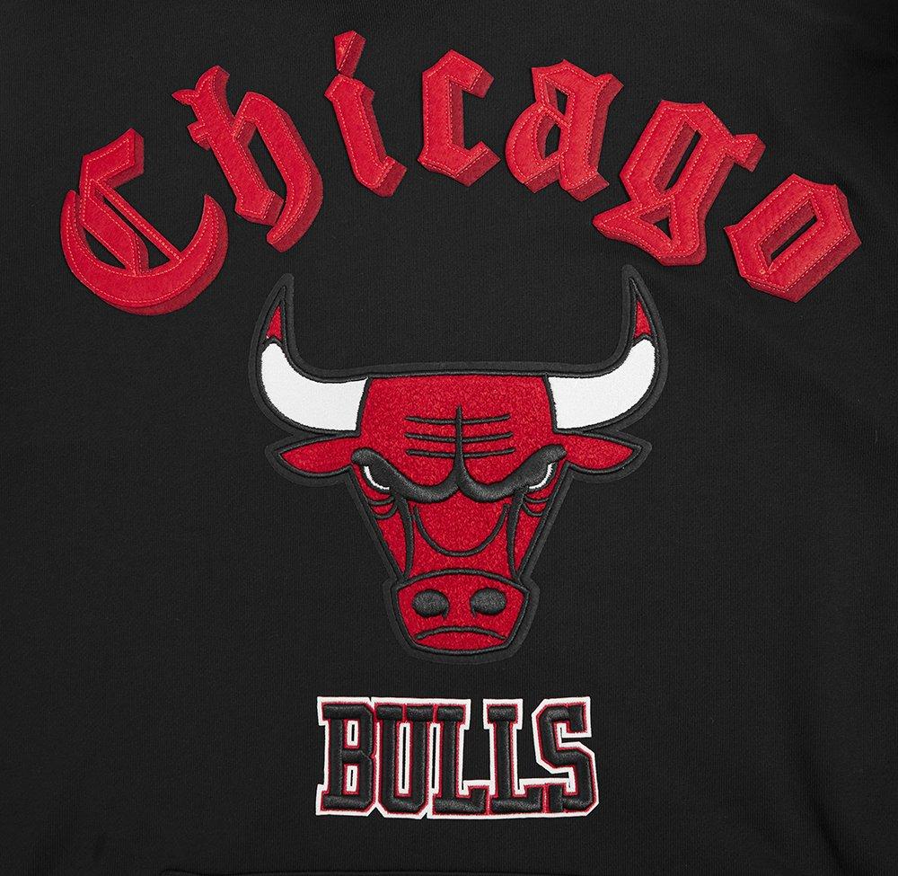 Pro Standard Men's NBA Chicago Bulls Old English PO Hoodie -Black - BLACK Thumbnail View 5
