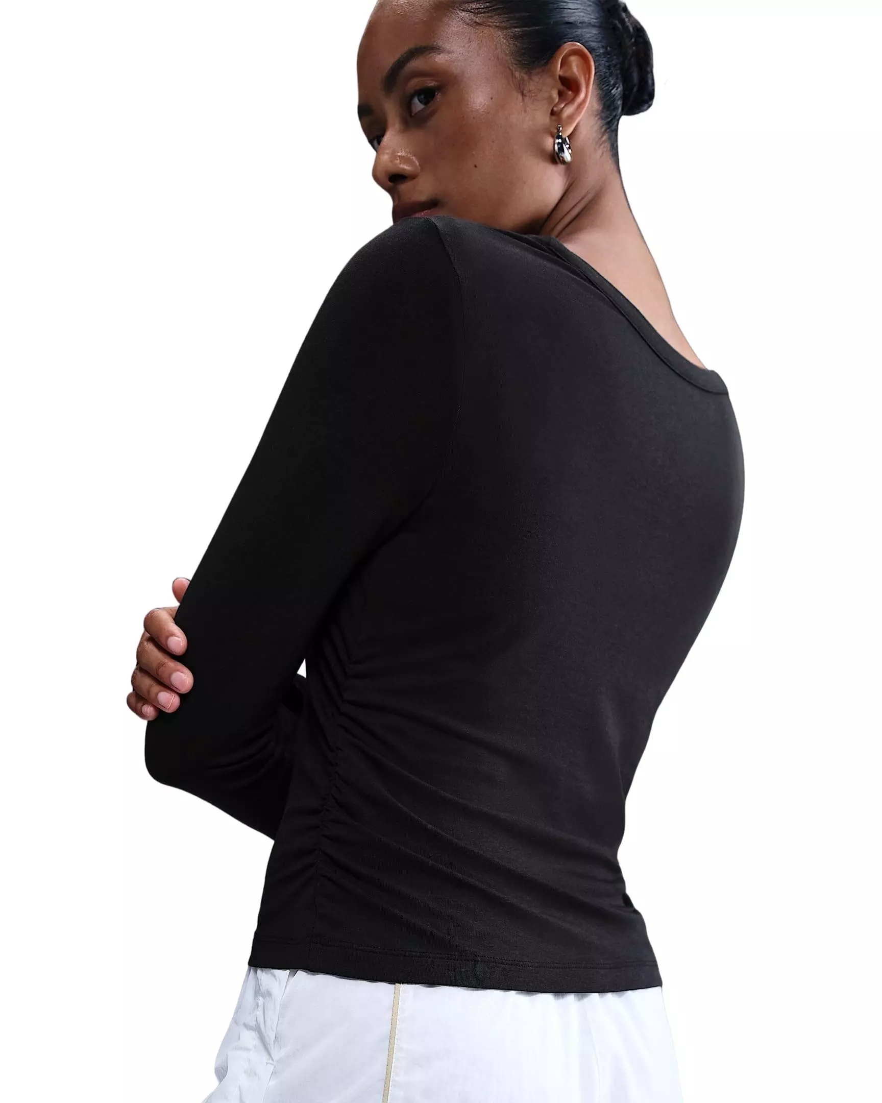 Nike Women's Sportswear Chill Knit Long-Sleeve Top -Black - BLACK