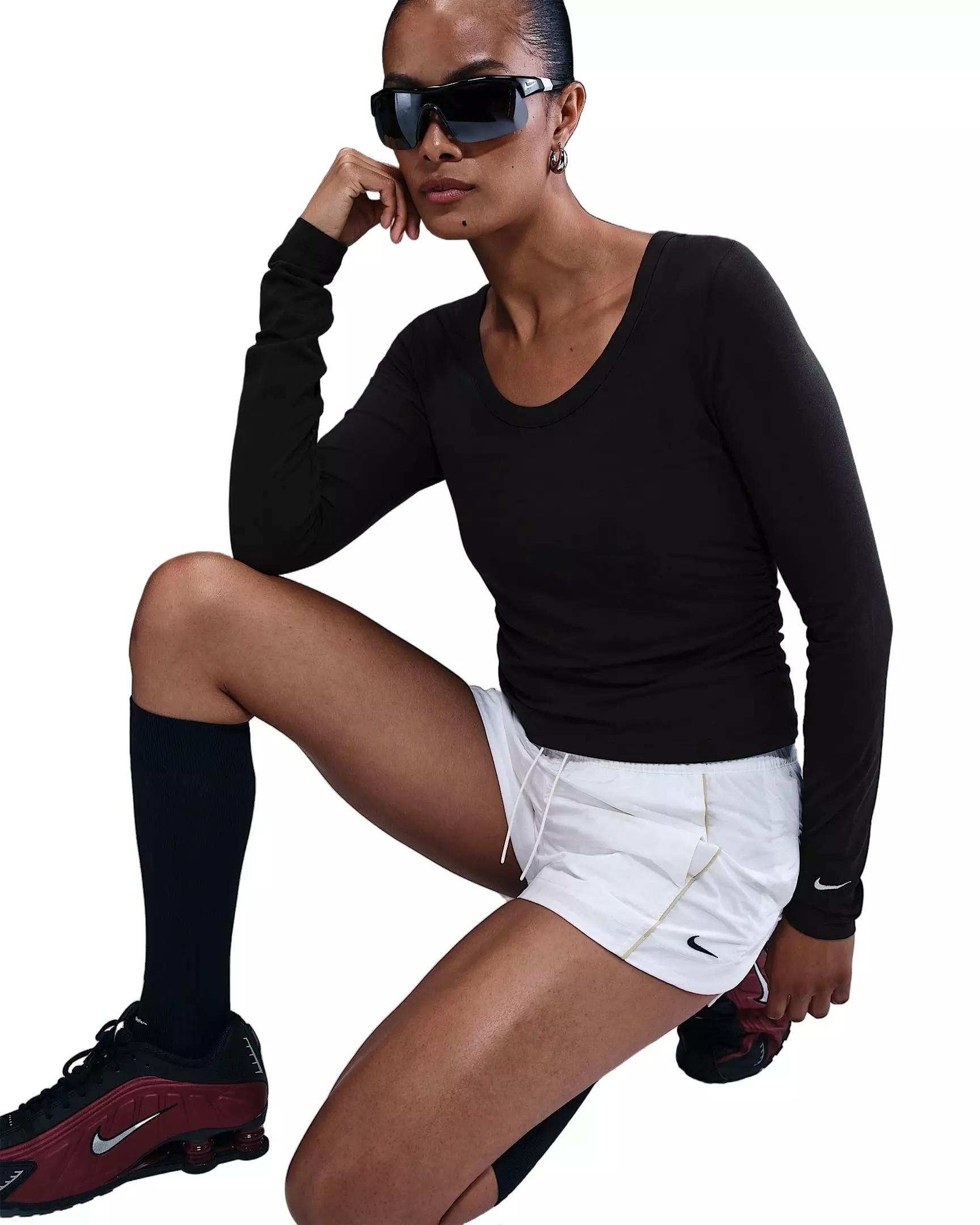 Nike Women's Sportswear Chill Knit Long-Sleeve Top -Black - BLACK