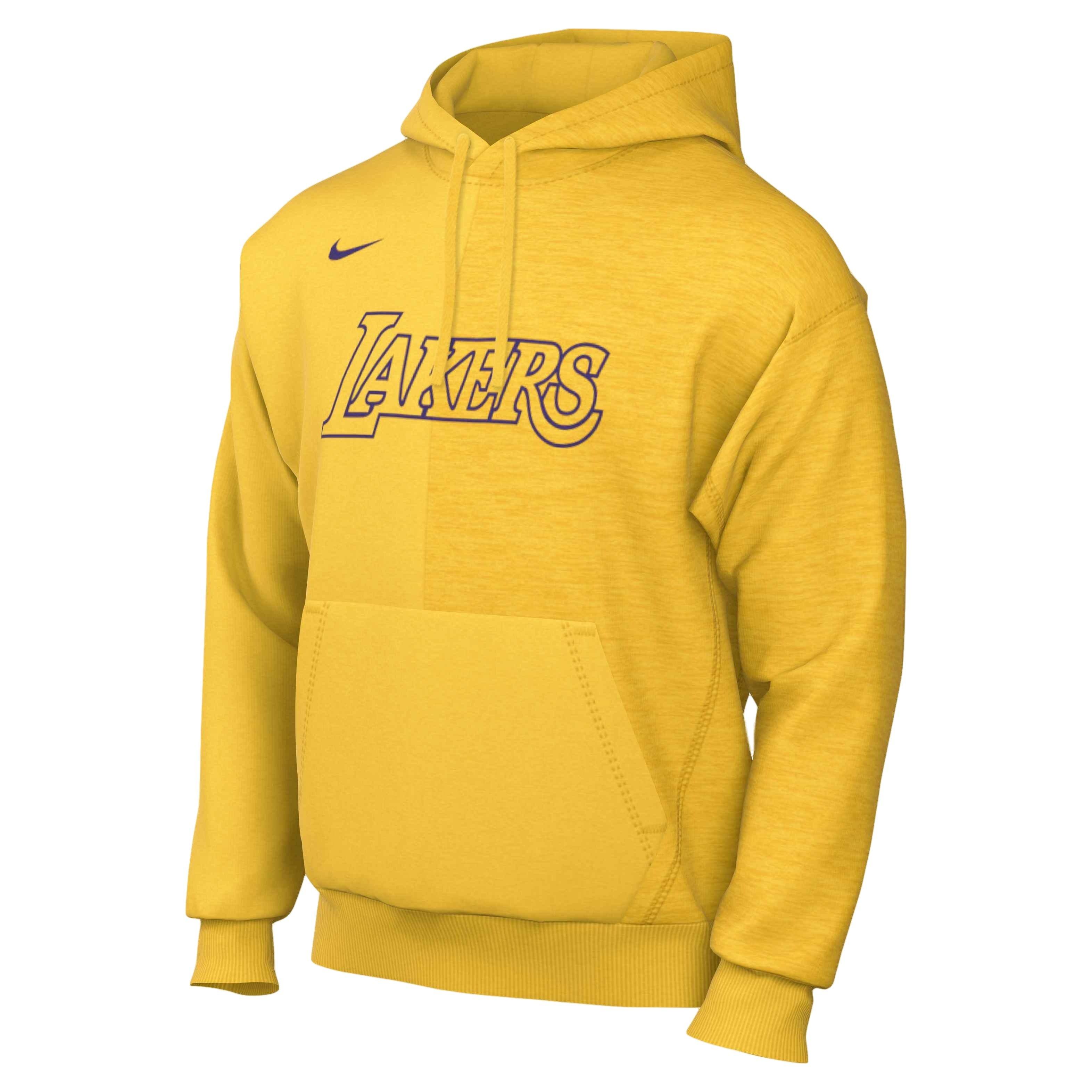 Nike Men's Los Angeles Lakers Yellow Courtside Fleece Pullover Hoodie, Small