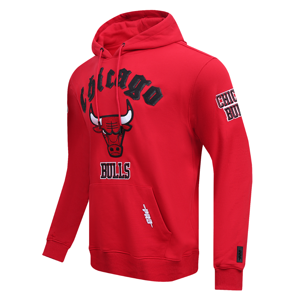 Pro Standard Men's NBA Chicago Bulls Old English PO Hoodie -Red - RED Thumbnail View 3