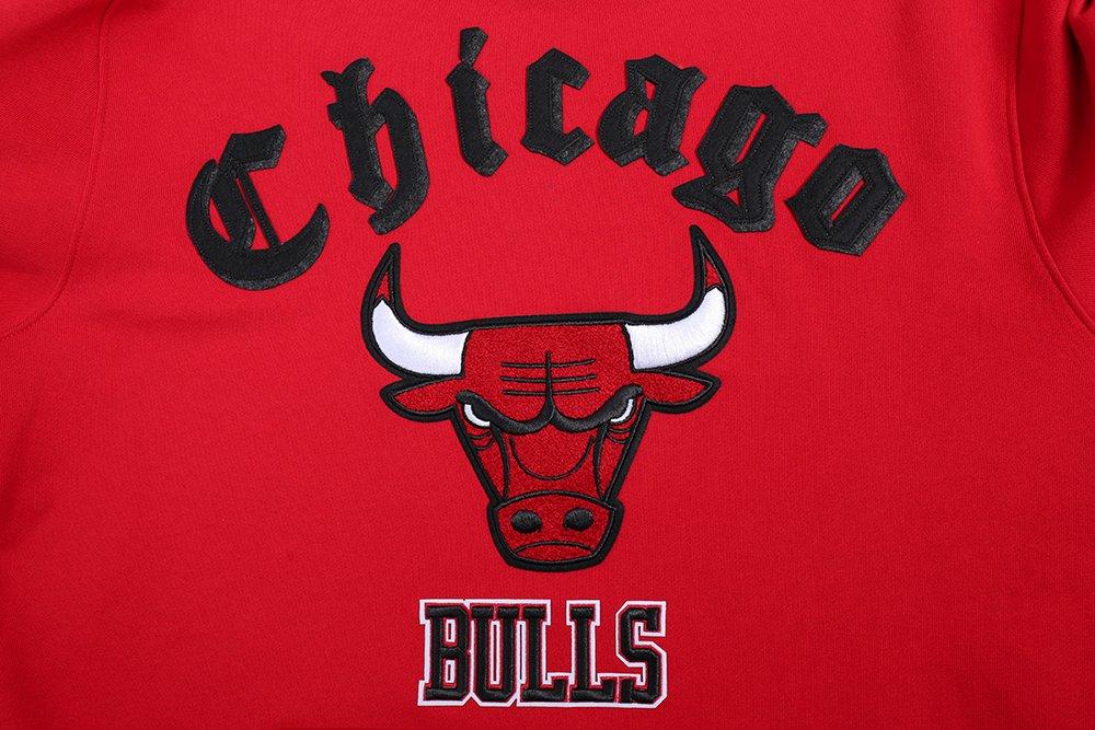 Pro Standard Men's NBA Chicago Bulls Old English PO Hoodie - Red - RED Thumbnail View 5
